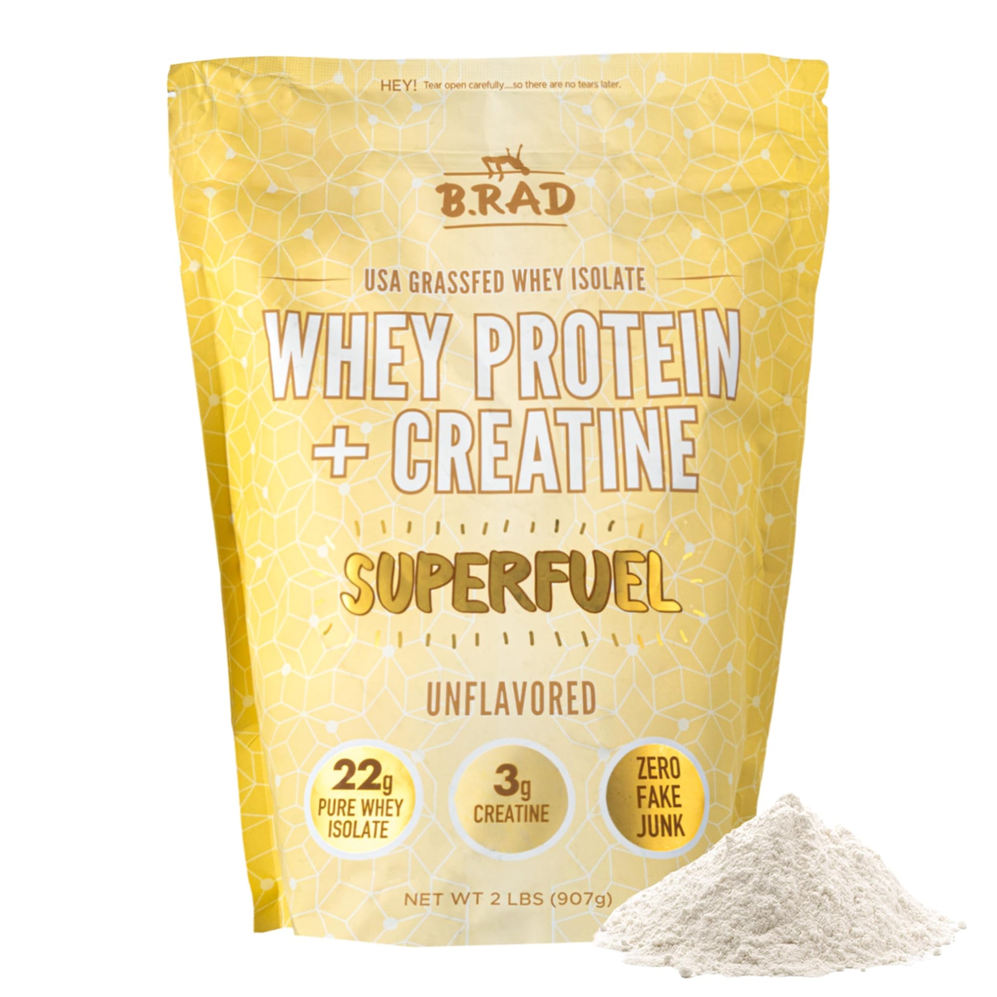 B.rad Superfuel Grass-Fed Whey Protein Isolate Powder with Creatine, 32 Servings