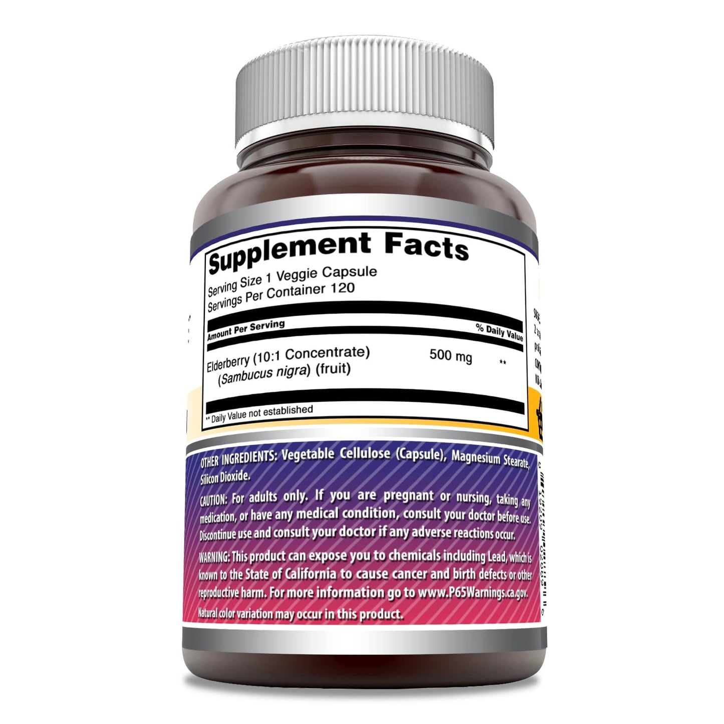 Amazing Nutrition Elderberry Supplement Capsule, 120 Capsules