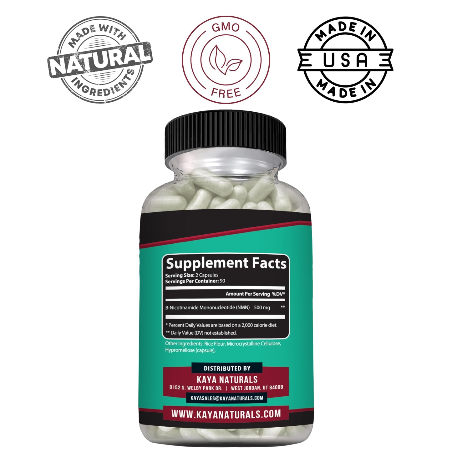 Kaya Naturals NMN 500mg Capsule, 60 Count
