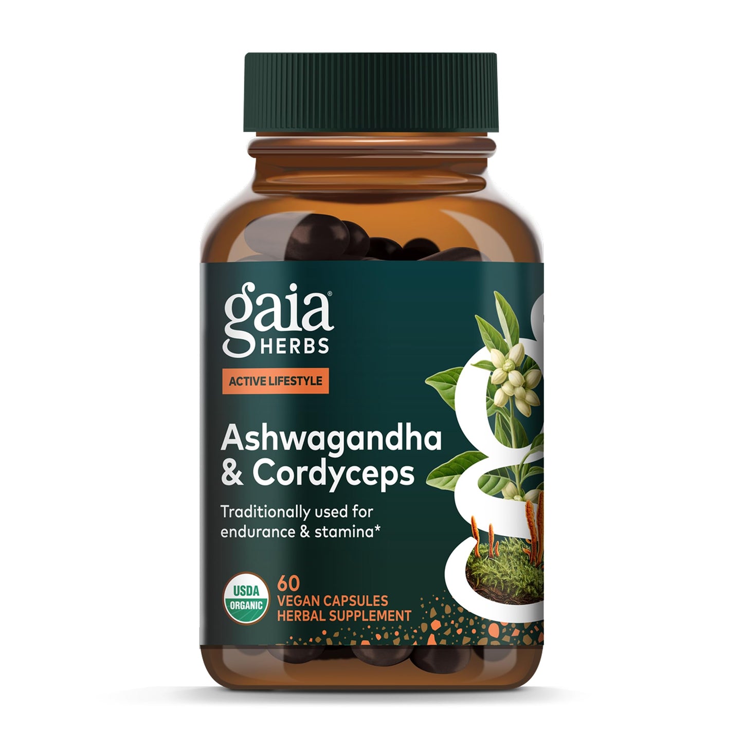 Gaia Herbs Adaptogen Performance Energy Support Supplement with Cordyceps & Ashwagandha, 60 Vegan Capsules