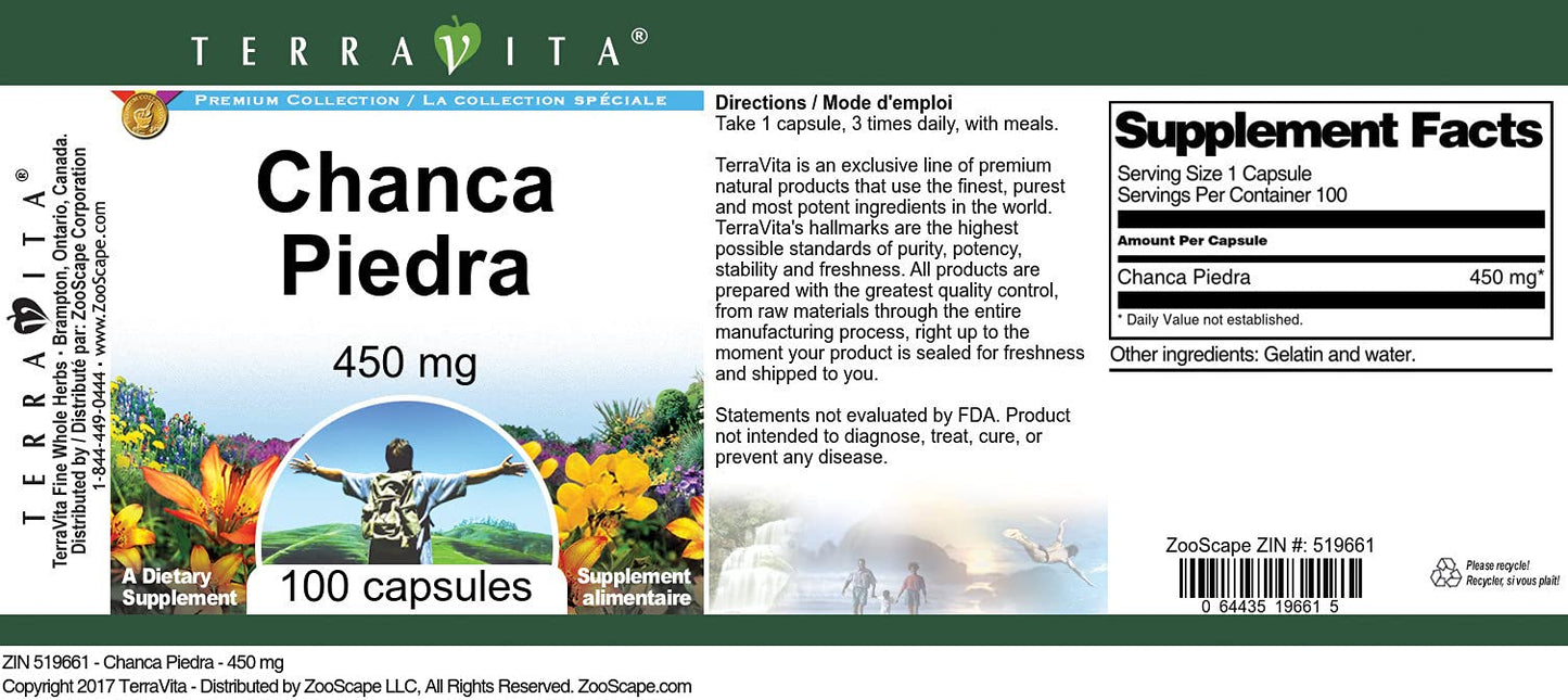 Terravita Chanca Piedra 450 mg Capsules 300 Count