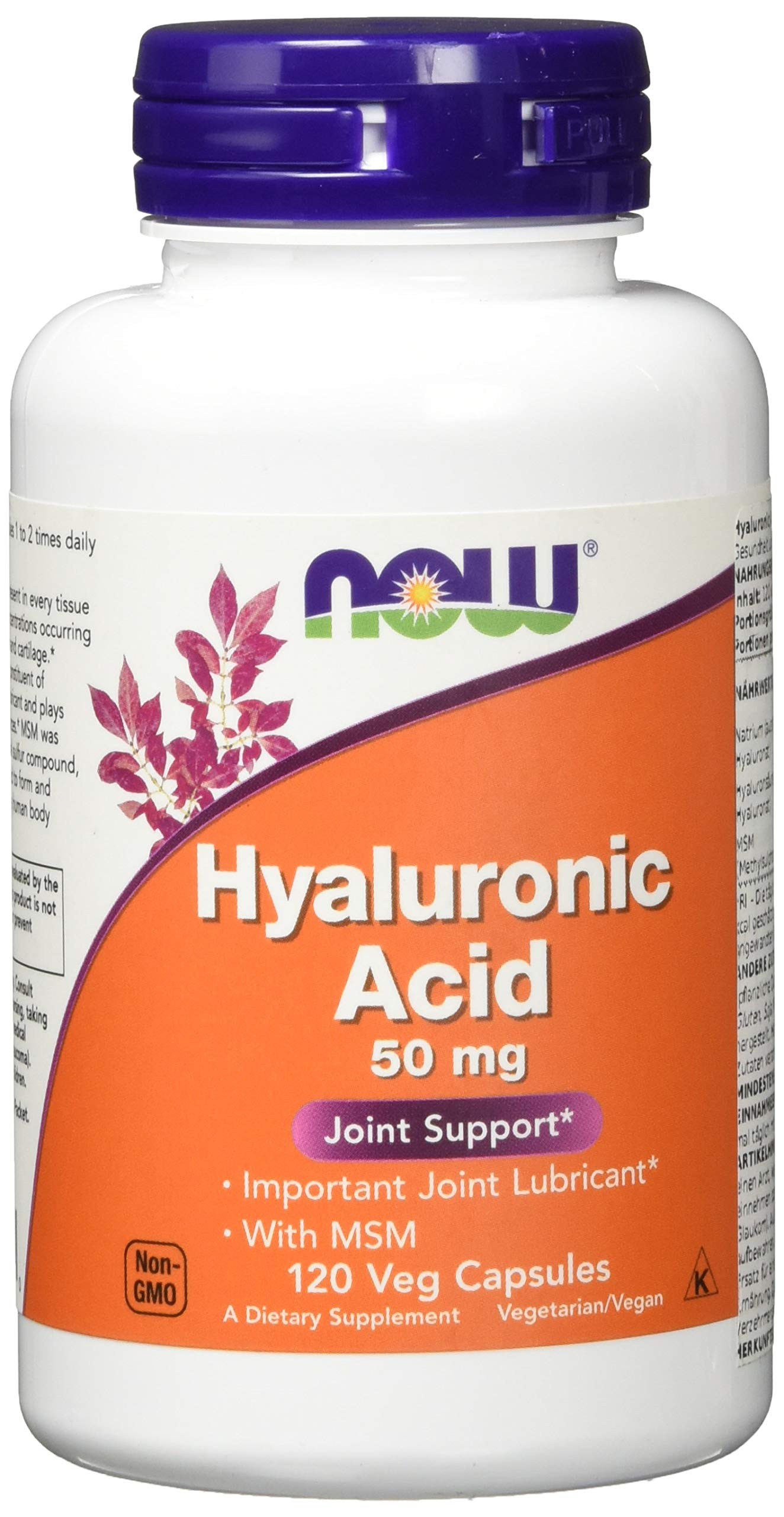 NOW Foods Hyaluronic Acid with MSM 50 mg Capsule, 120 Vegetarian Capsules