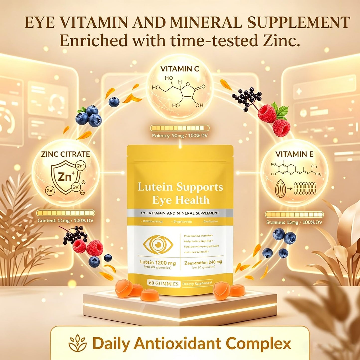 LWLQCZJ Lutein Gummies Eye Health Gummy Supplement 60 Count