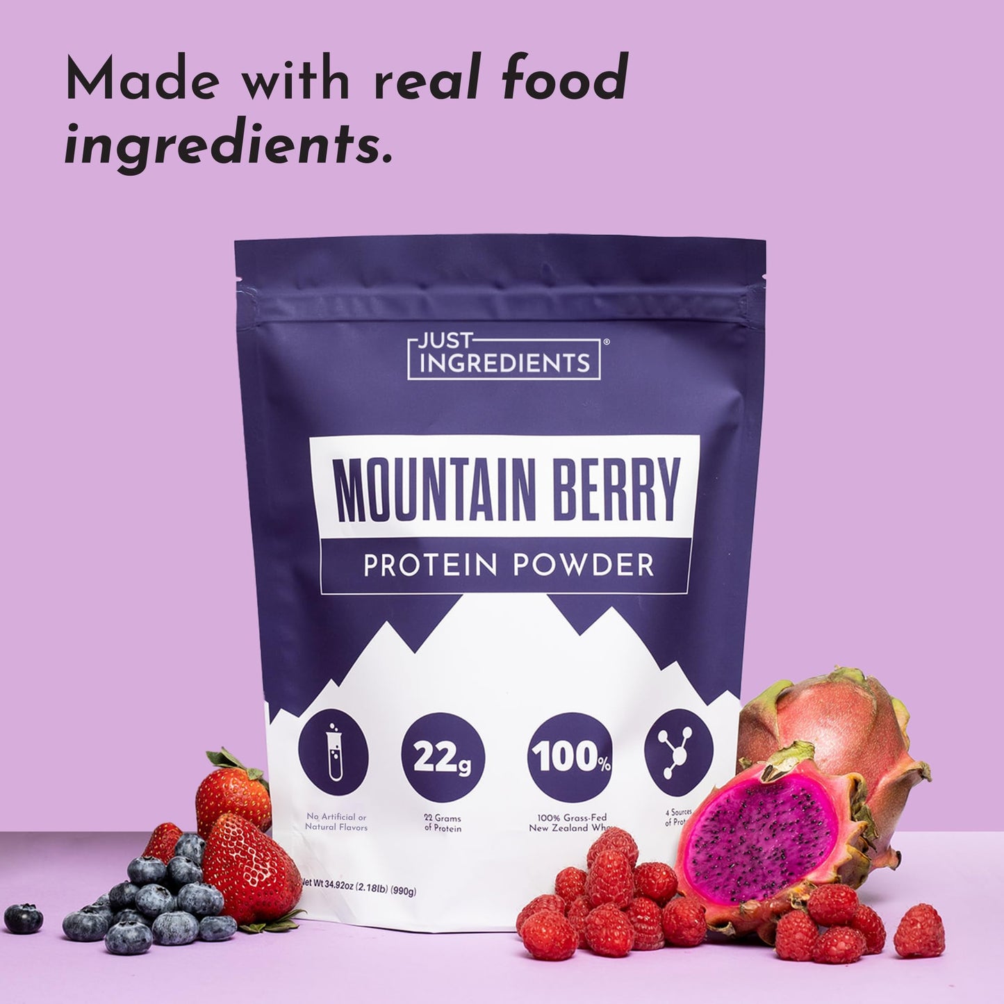 JUST INGREDIENTS Mountain Berry Protein Powder 25 Servings