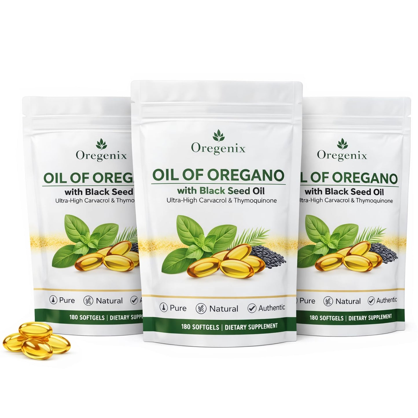 Oregenix Oil of Oregano with Black Seed Oil Softgels 540 Softgels