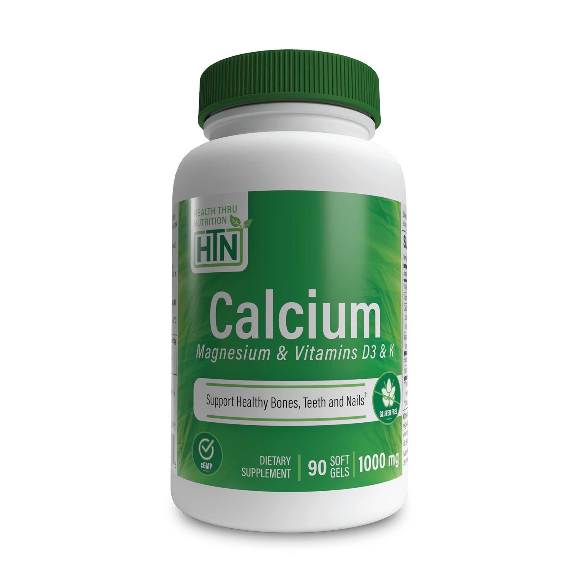Health Thru Nutrition Calcium 1000mg and Magnesium 400mg with Vitamin D3 & K Softgels, 90 Count
