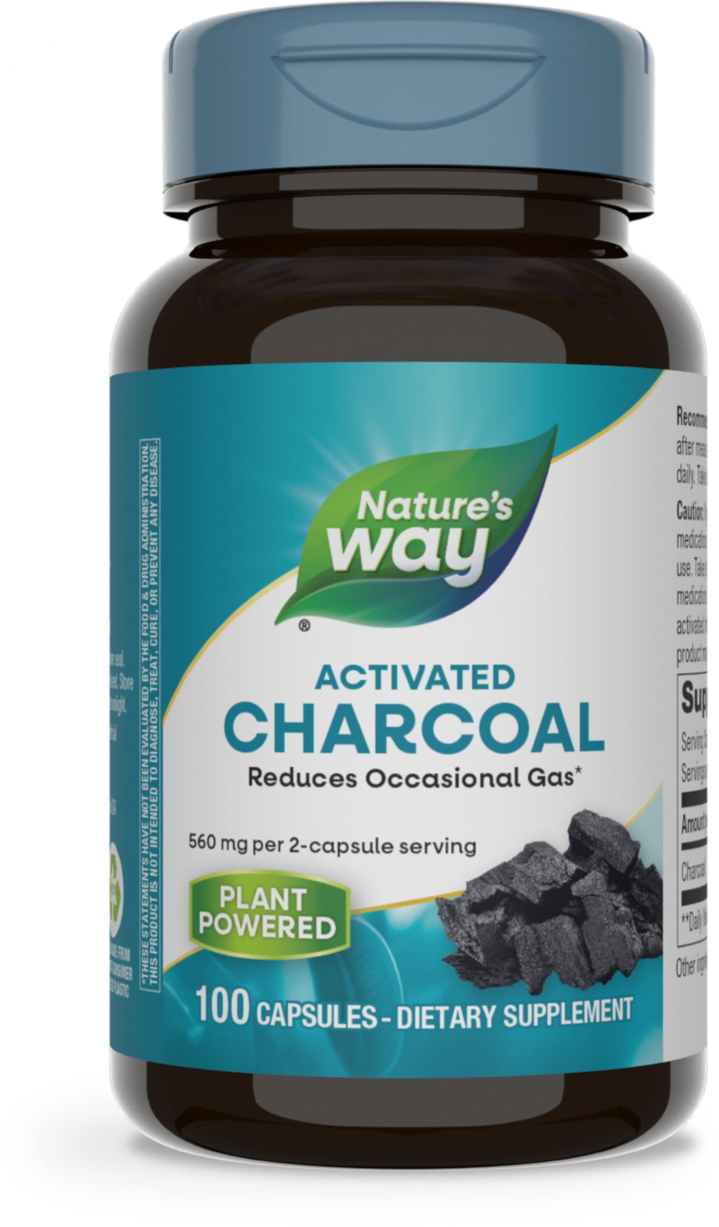Nature's Way Activated Charcoal Capsules, 200 Count (Pack of 2)