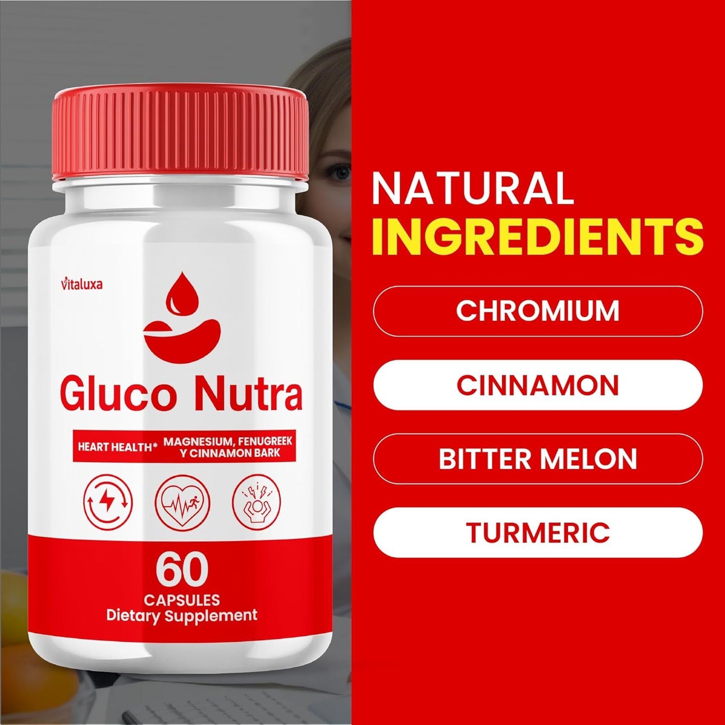 Vitaluxa Gluco Nutra Capsules, 120 Capsules