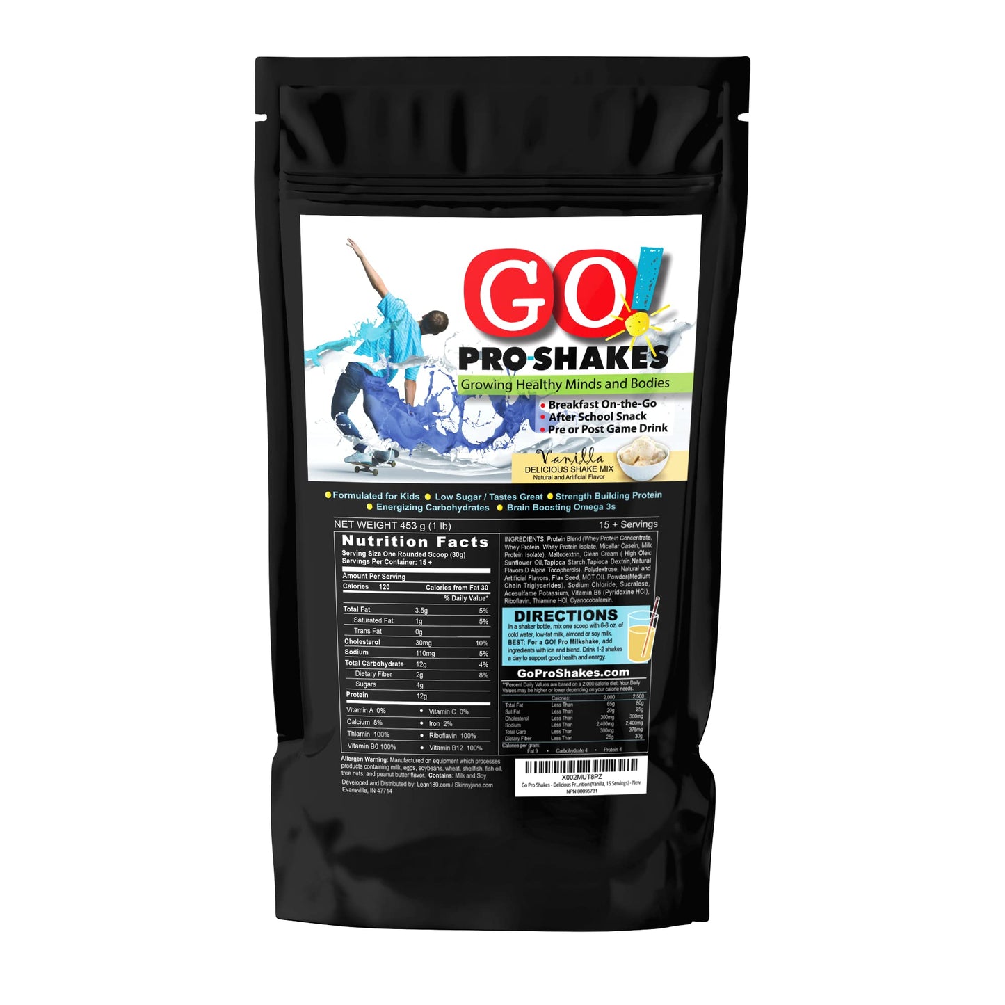Skinny Jane GO Pro Shakes Protein Powder for Kids & Teens 16 Servings
