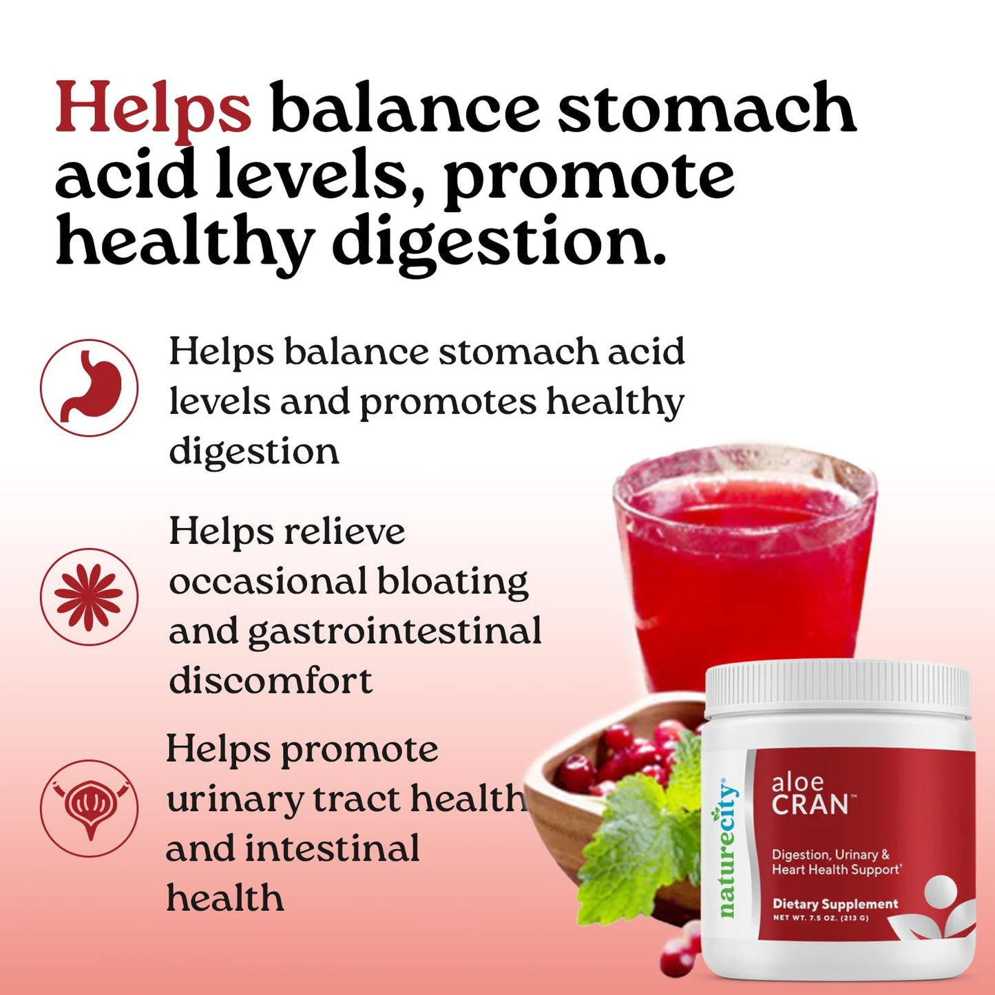 NatureCity AloeCran Pure Aloe Vera Blend with Cranberry Powder, Powder, 1 Ounce