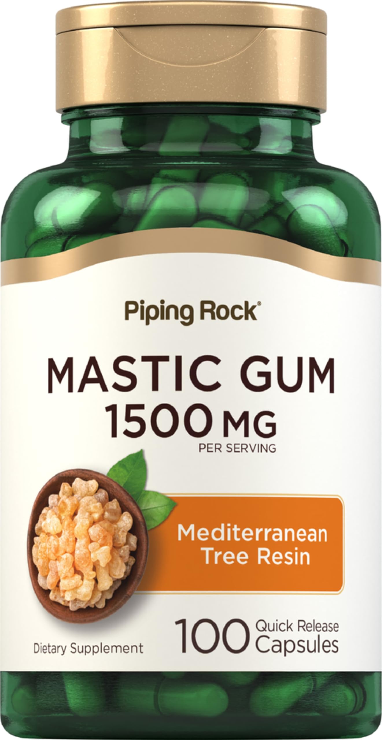 Piping Rock Mastic Gum Capsules 1500mg, 100 Count