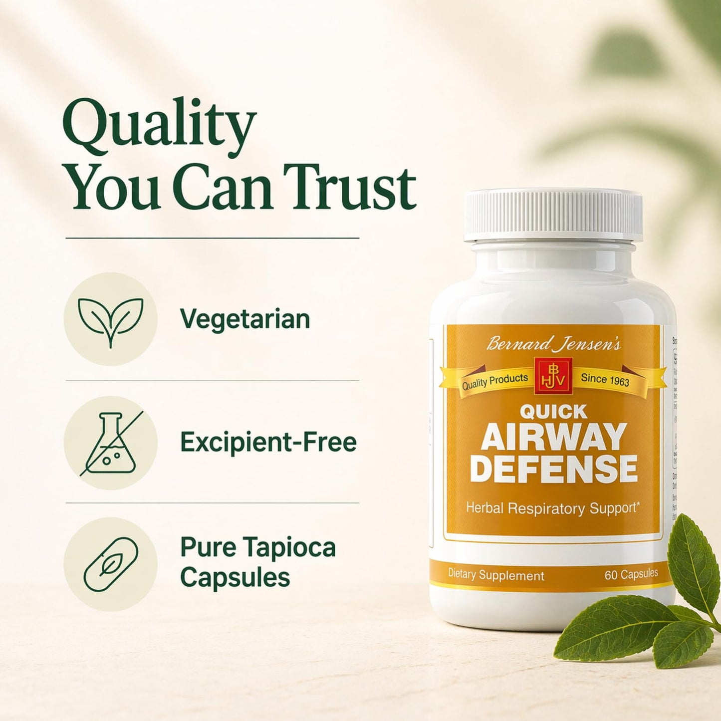 Bernard Jensen's Quick Airway Defense 440 mg Capsules, 60 Count