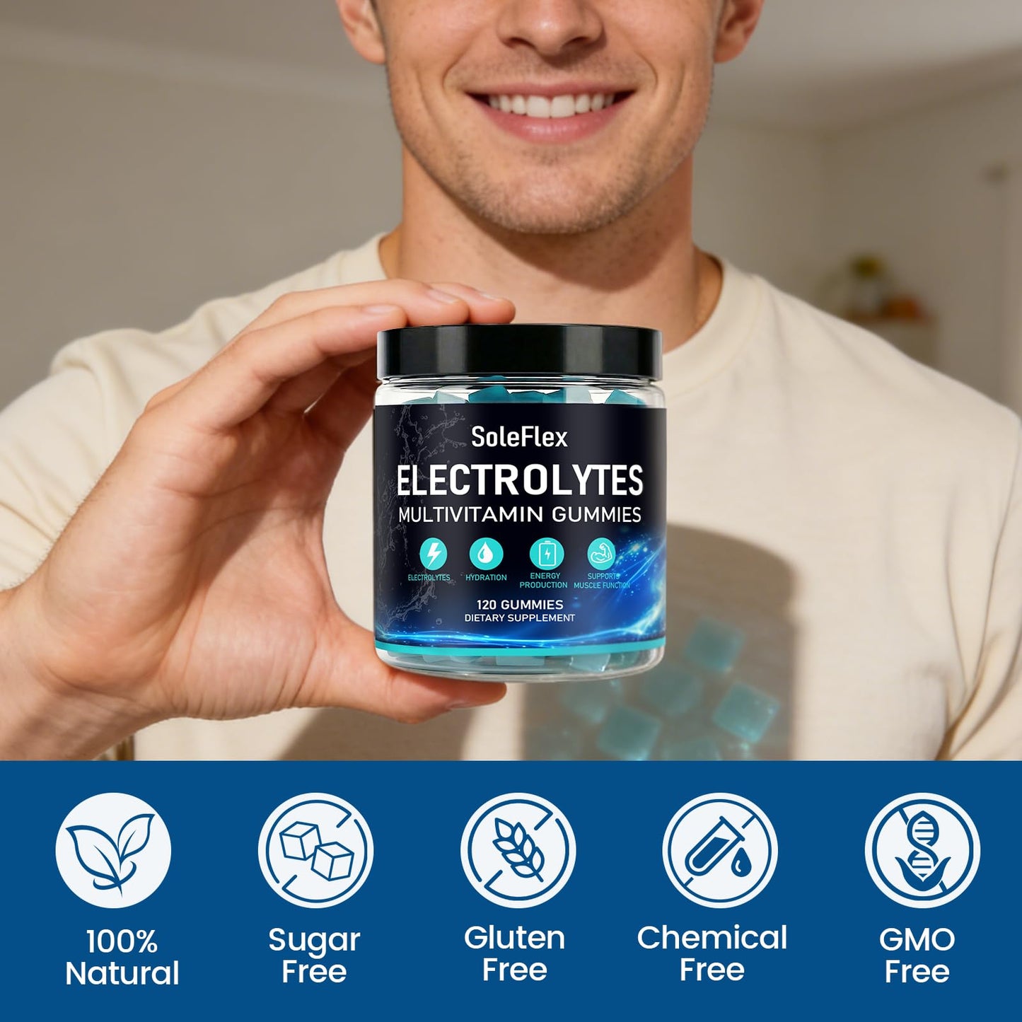 TOGOLIUN Soleflex Electrolyte Gummies for Hydration, 120 Gummies