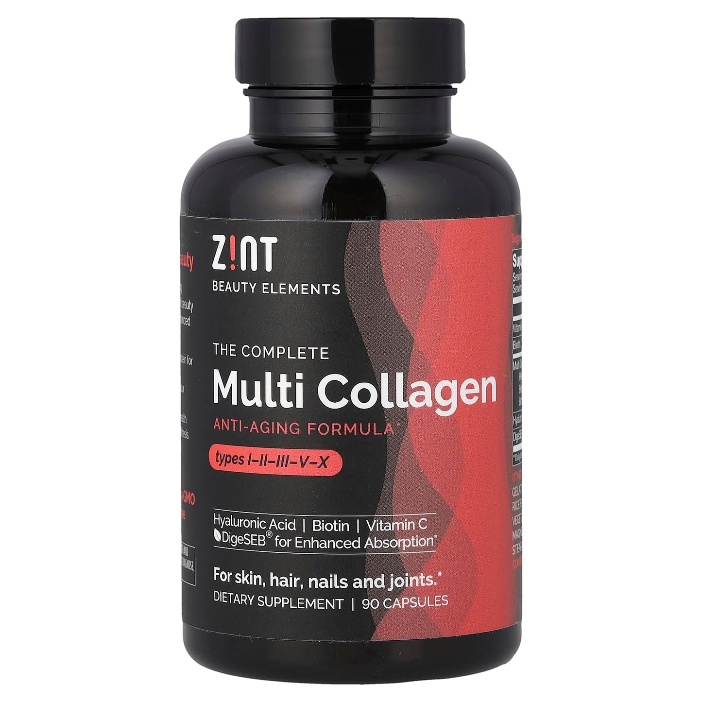 Zint Multi Collagen Capsules - Hydrolyzed Collagen with Types I, II, III, V, X Peptides for Hair, Skin, Nails & Joint Health, 90 Count
