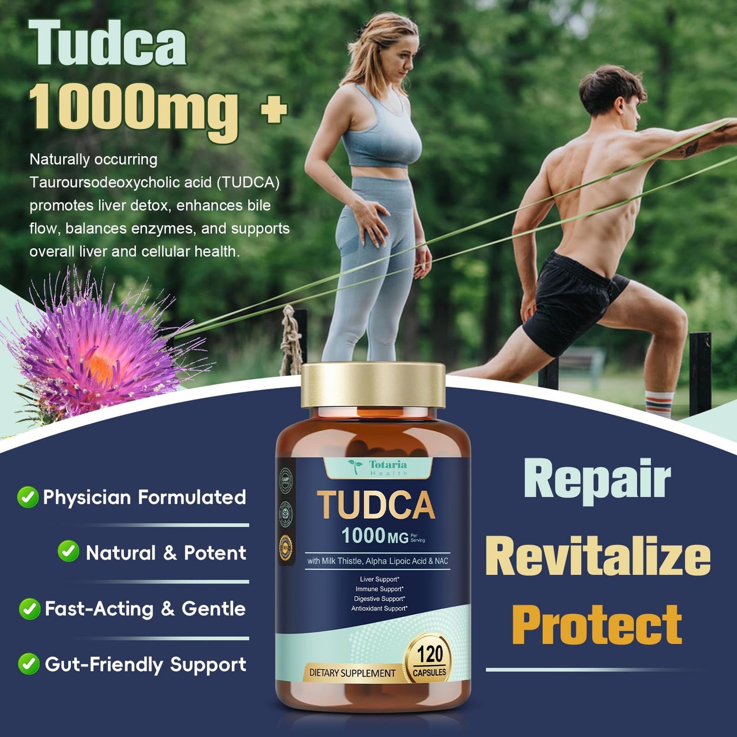 Totaria TUDCA 1000mg Liver Support Capsules, 240 Capsules