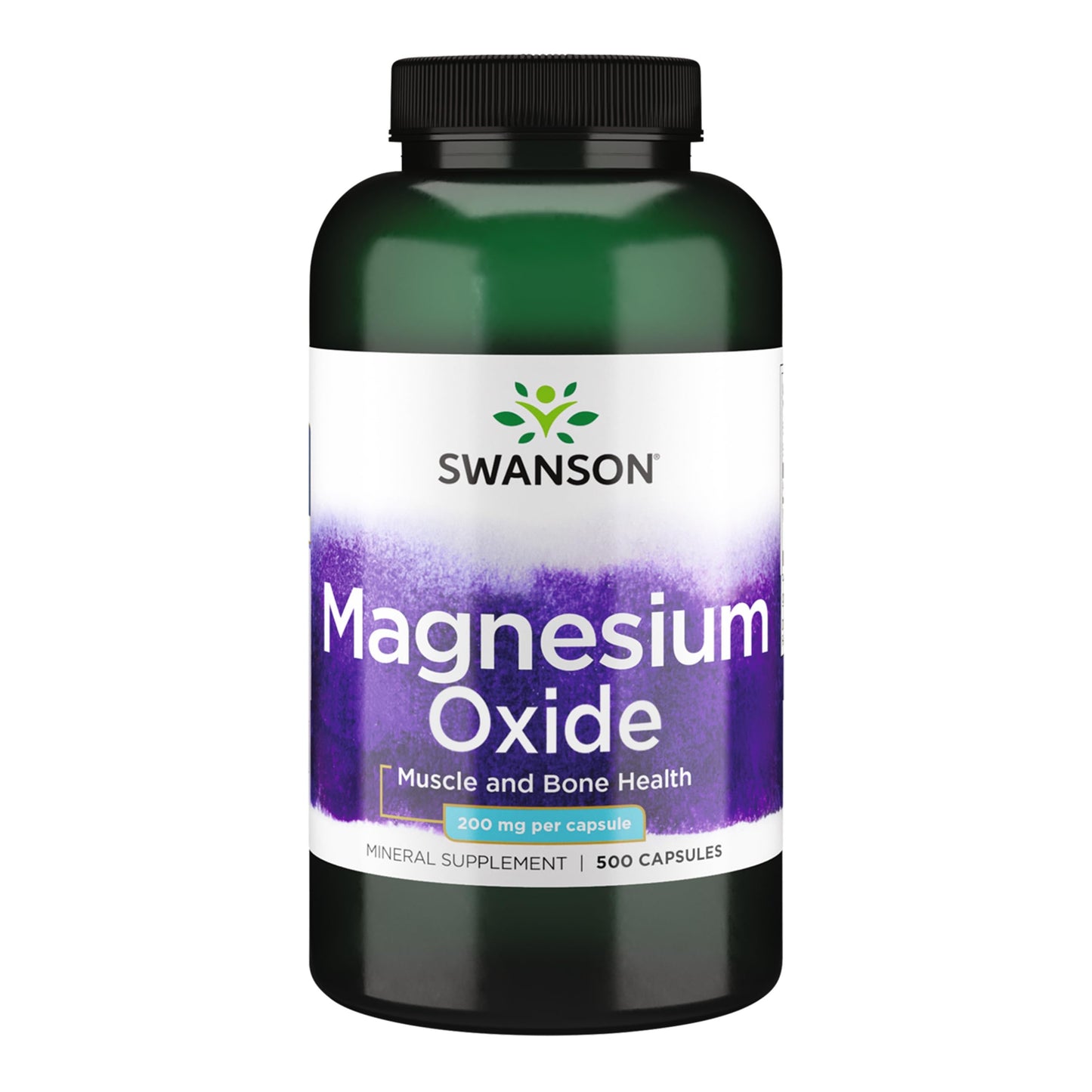 Swanson Magnesium Bone & Muscle Health Support 200 Milligrams (2 Capsules per 400 mg Serving Magnesium Oxide) 500 Capsules