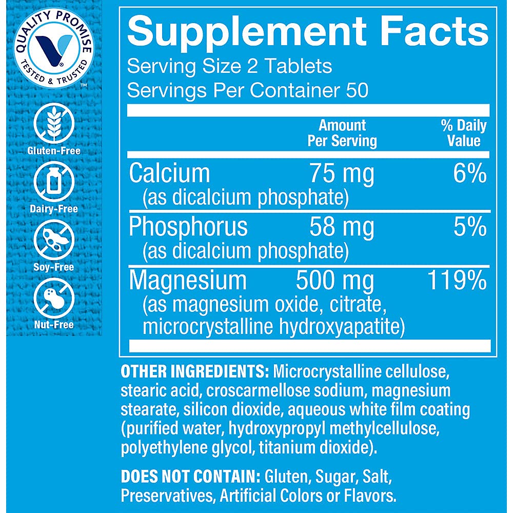 The Vitamin Shoppe Magnesium 500MG Tablets 100 Count