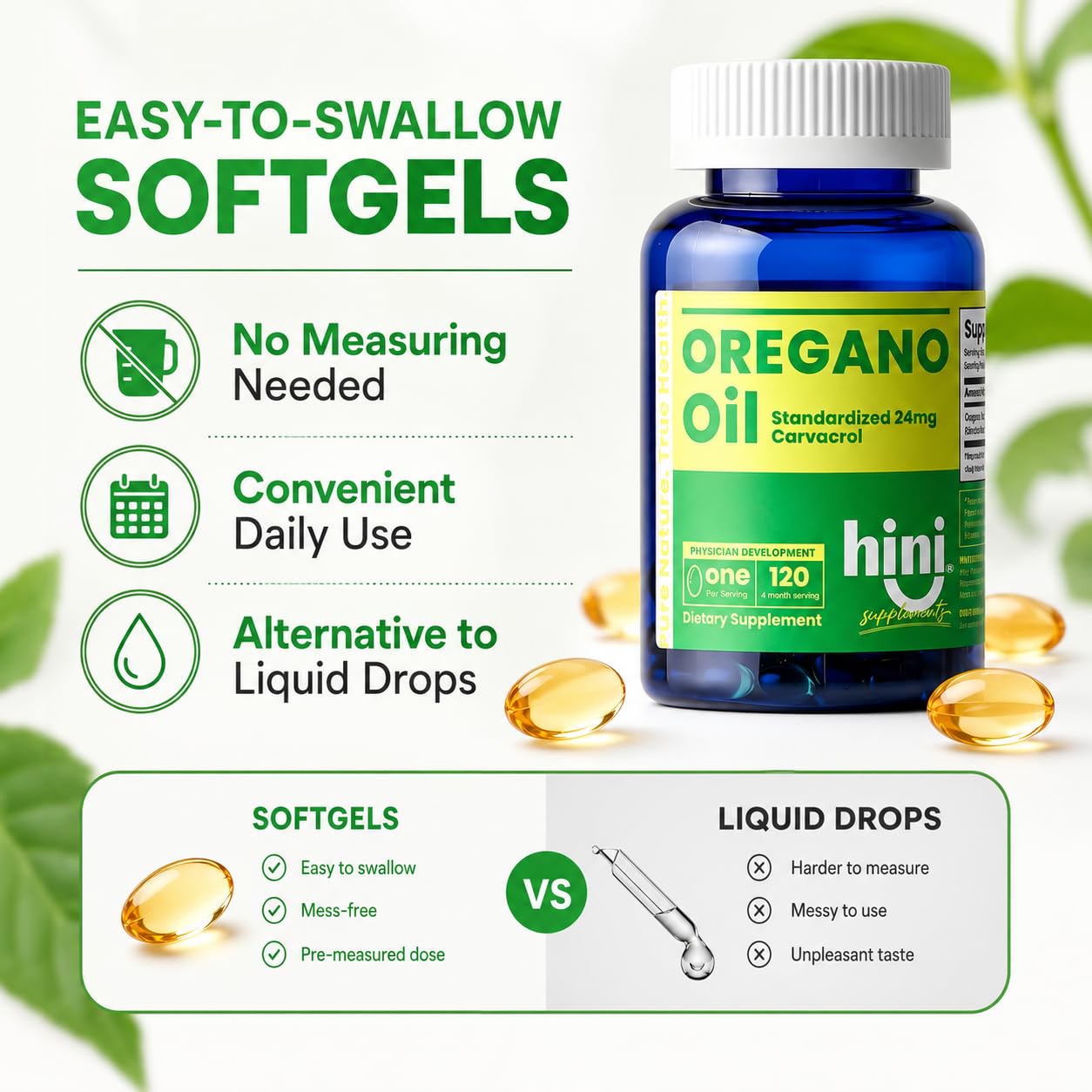HINI Oregano Oil Softgels, 120 Servings
