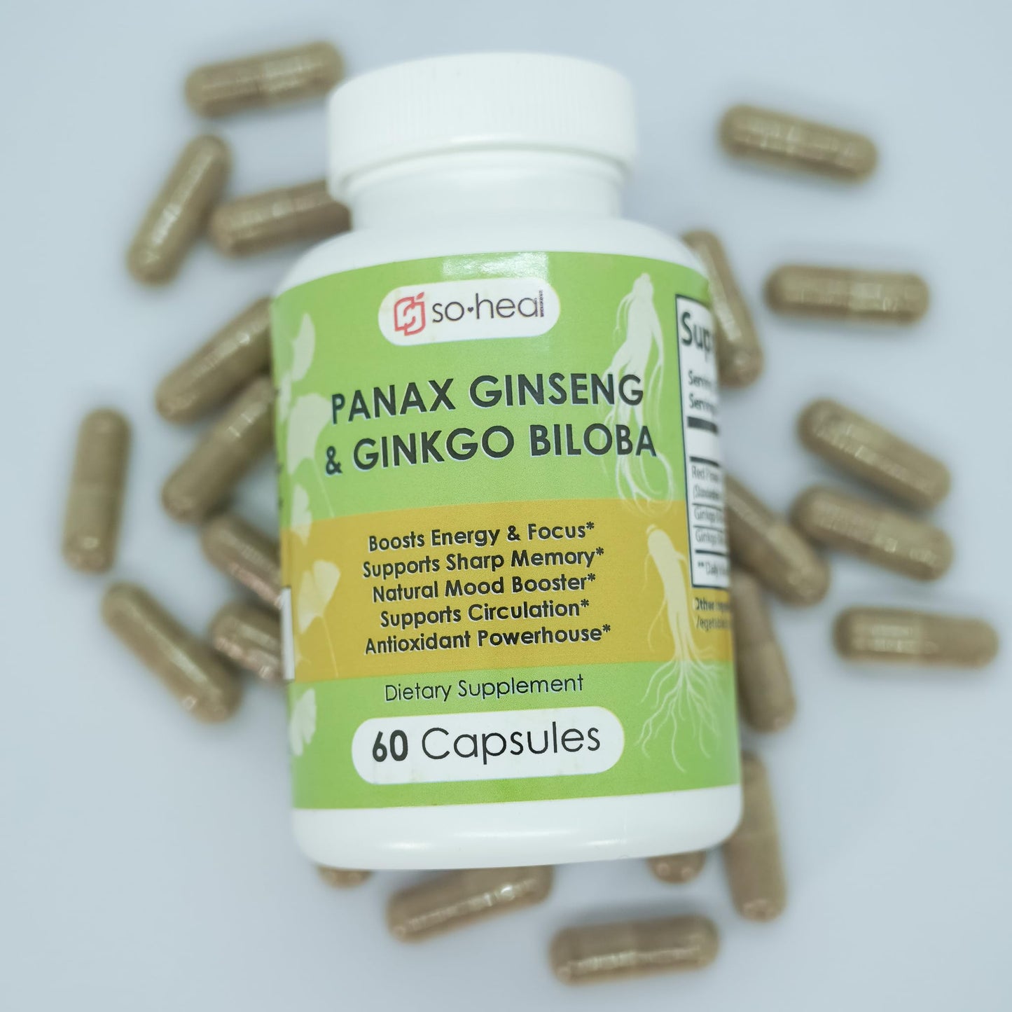 SoHeal Ginseng and Ginkgo Biloba Capsules 60 Count