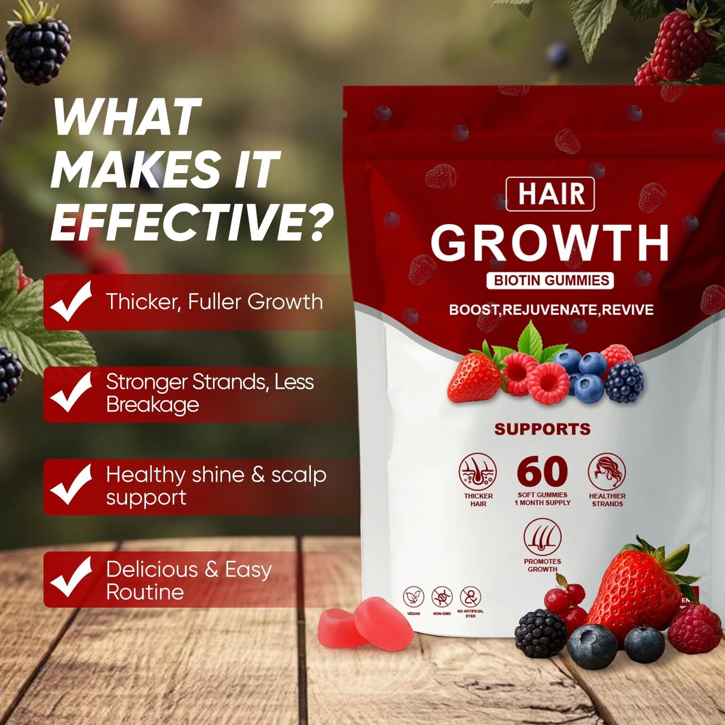 Shwfhi Hair Growth Biotin Gummies 60 Count
