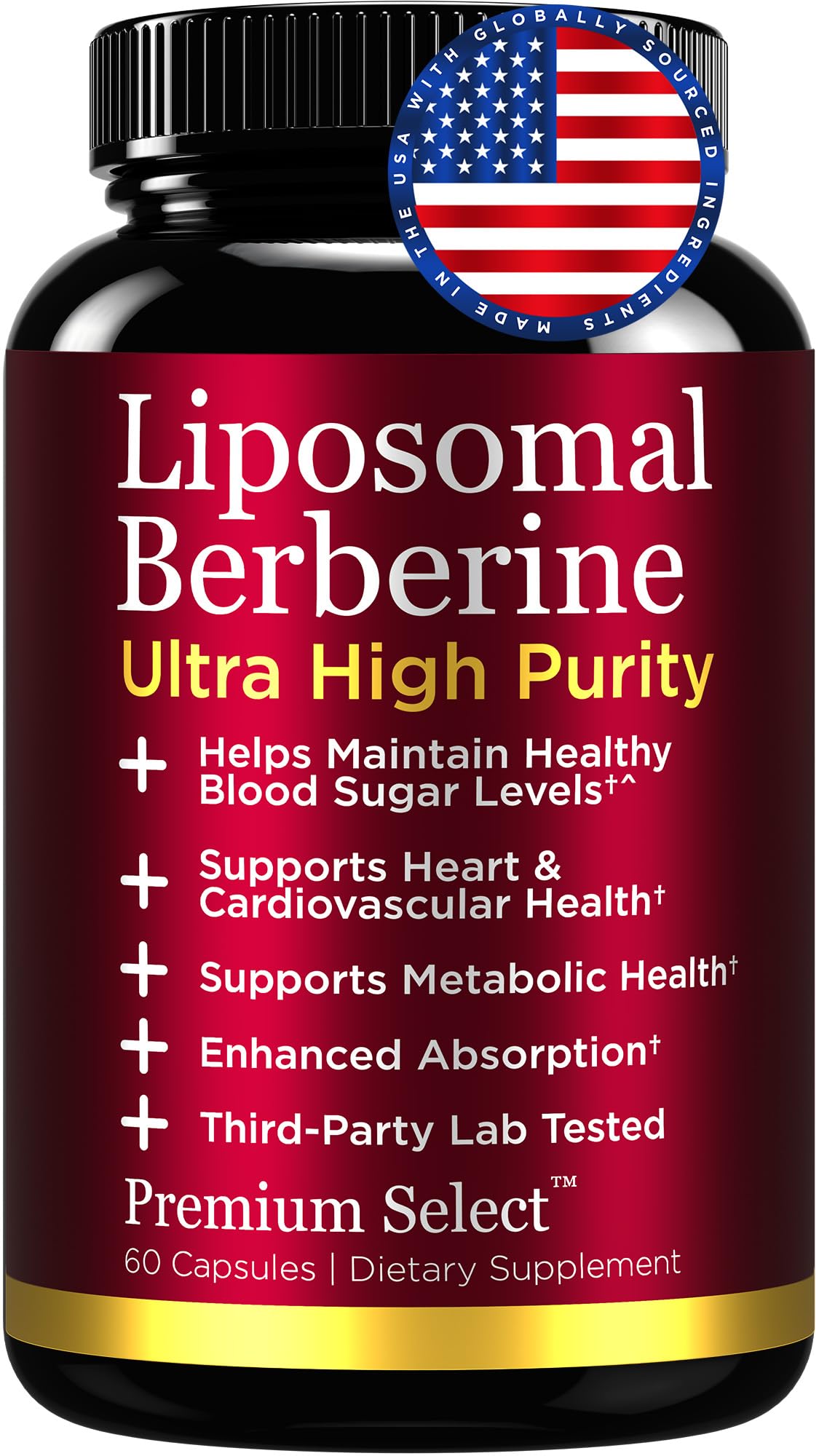 Premium Select Nutrition Liposomal Berberine HCL Capsules, 60 Capsules