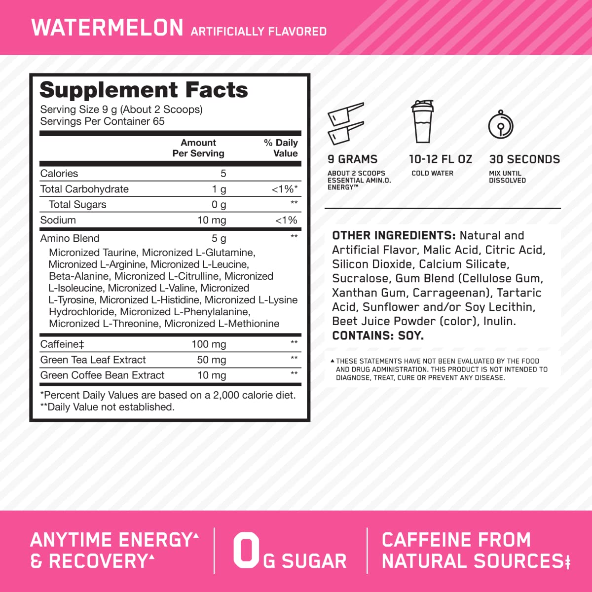 Optimum Nutrition Amino Energy Powder Watermelon 20.6