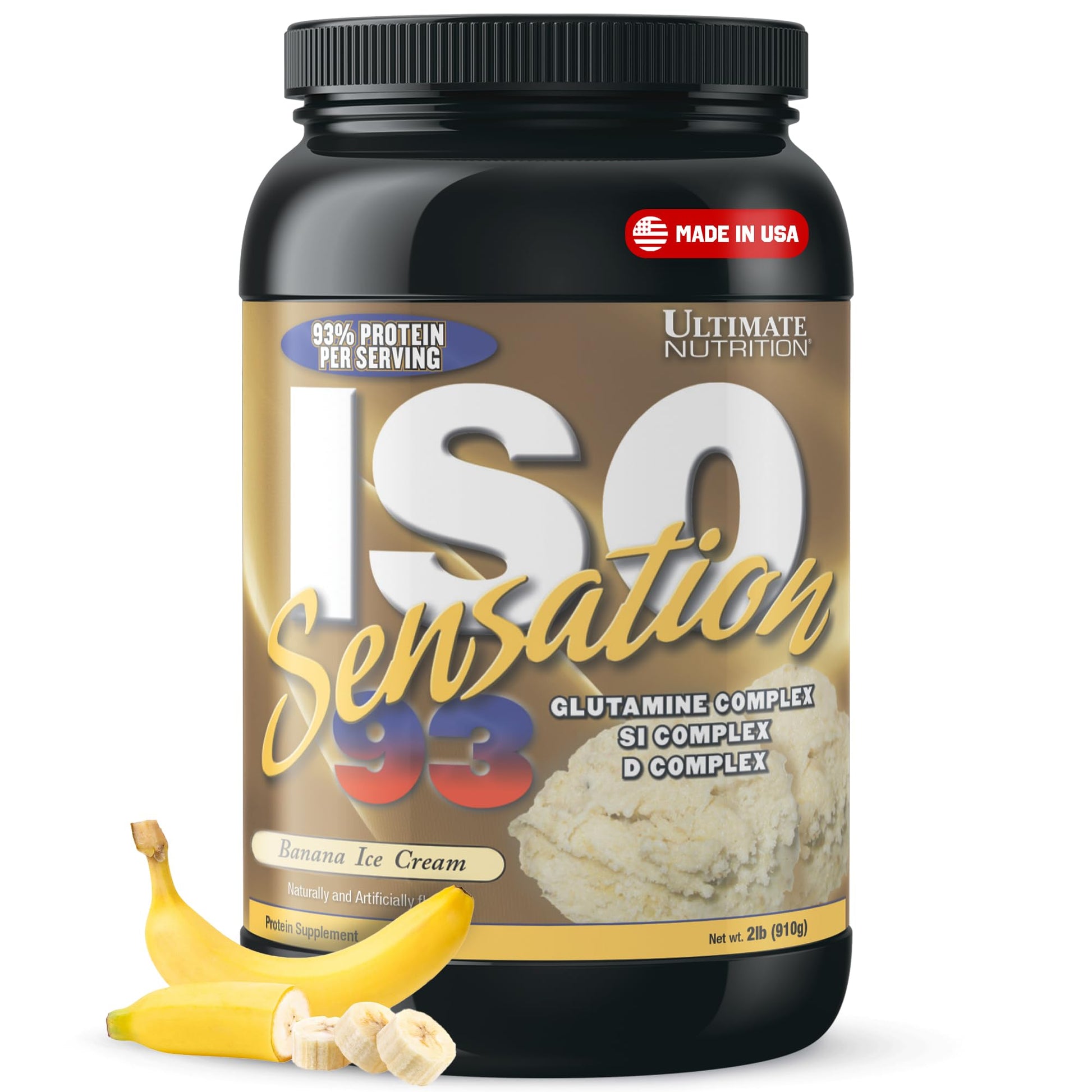 Ultimate Nutrition ISO Sensation 93 Whey Isolate Powder, Banana Ice Cream, 2 lb, 32 Servings
