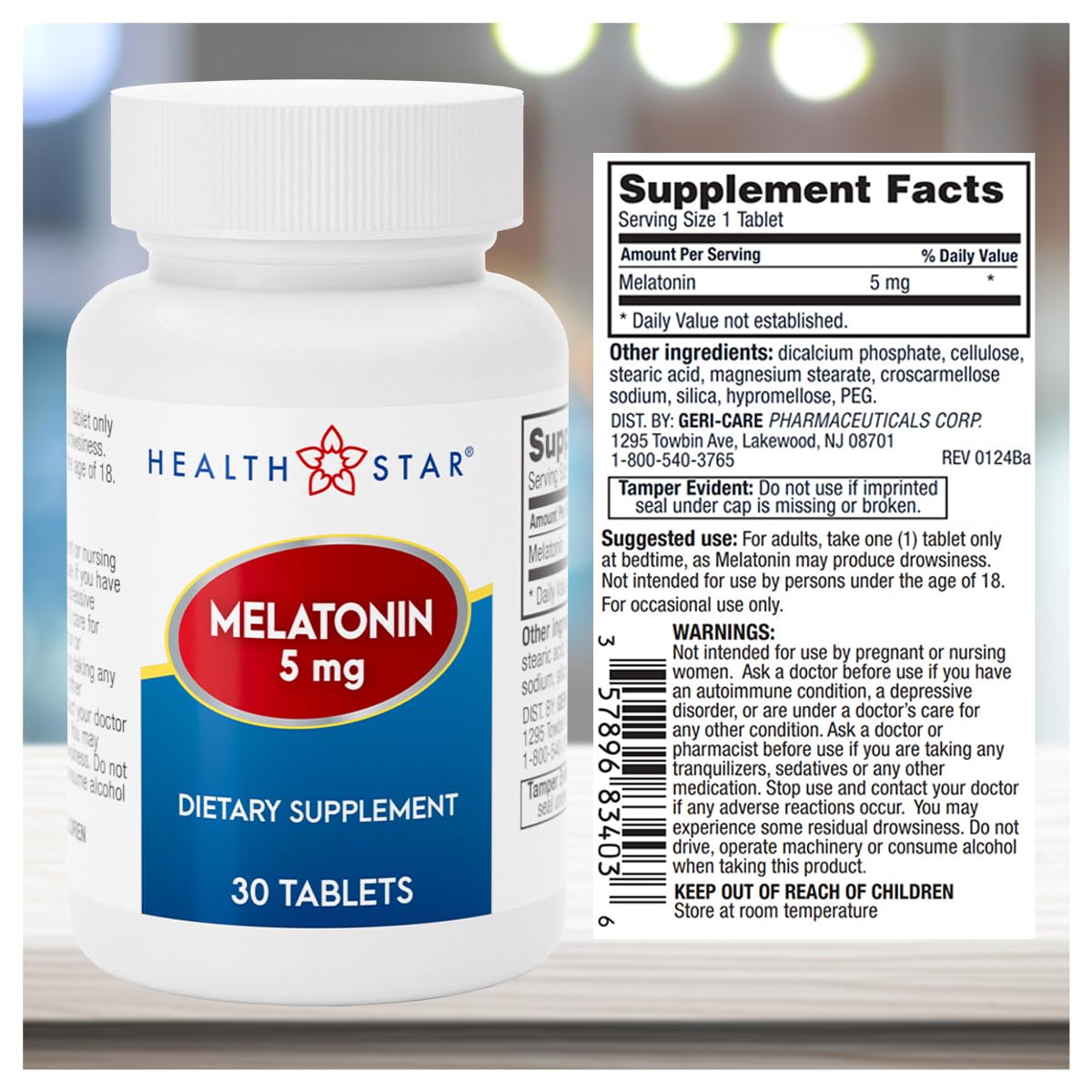 GeriCare Melatonin 5mg Tablets, 30 Count