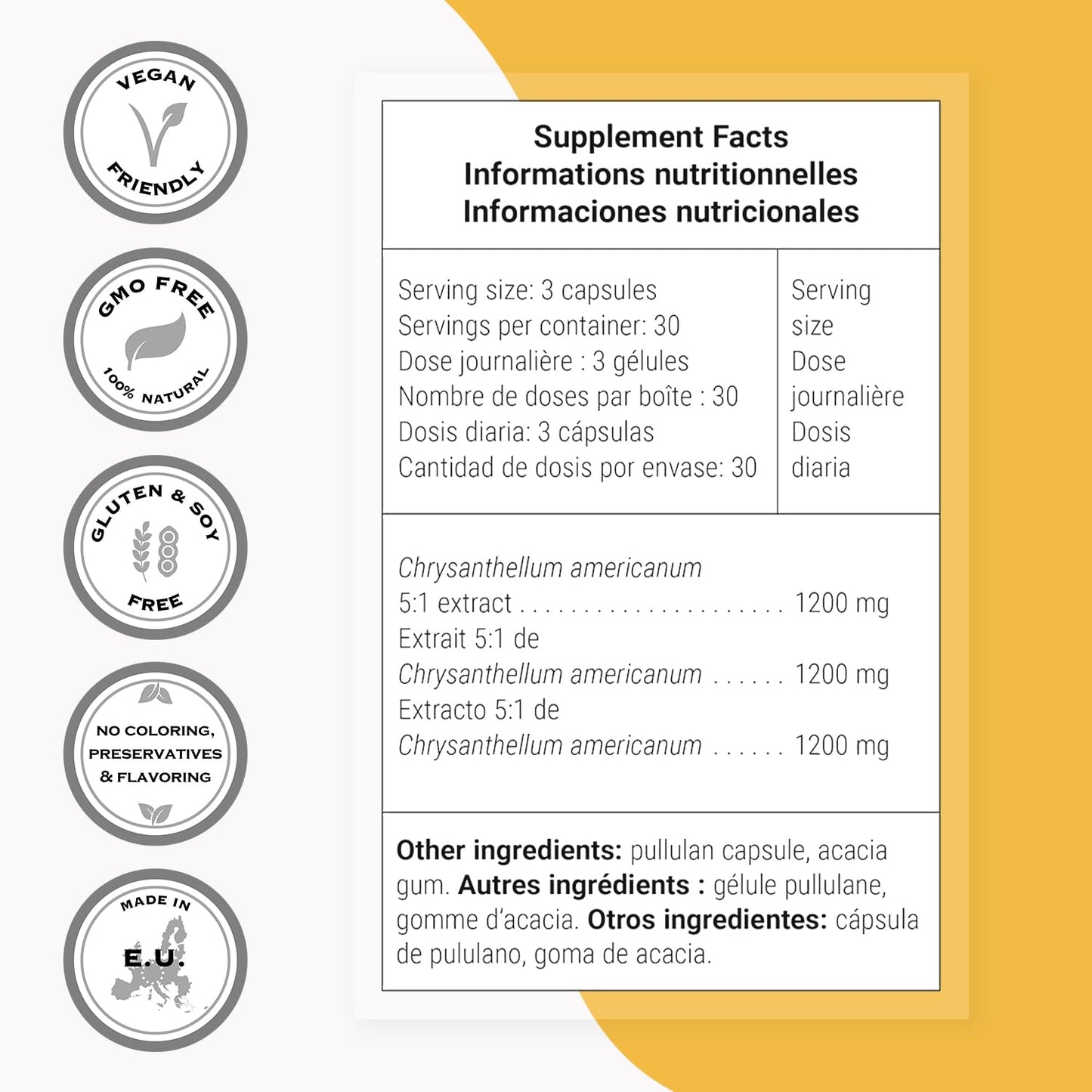 Supersmart Chrysantellum Americanum 1200mg Daily High Strength Vegetarian Capsules, 90 Count