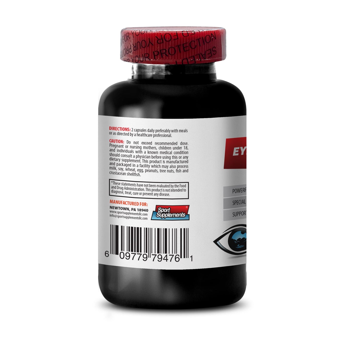 SPORT SUPPLEMENTS Eye Formula Lutein & Zeaxanthin Eye Vision Guard Extra Strength Bilberry 180 Capsules