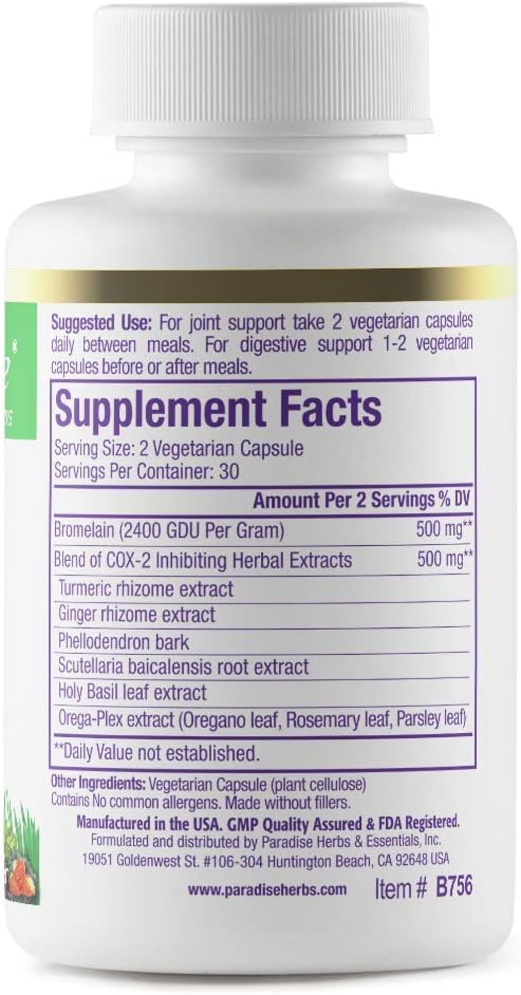 Paradise Herbs Bromelain Supplement Capsule 120 Count