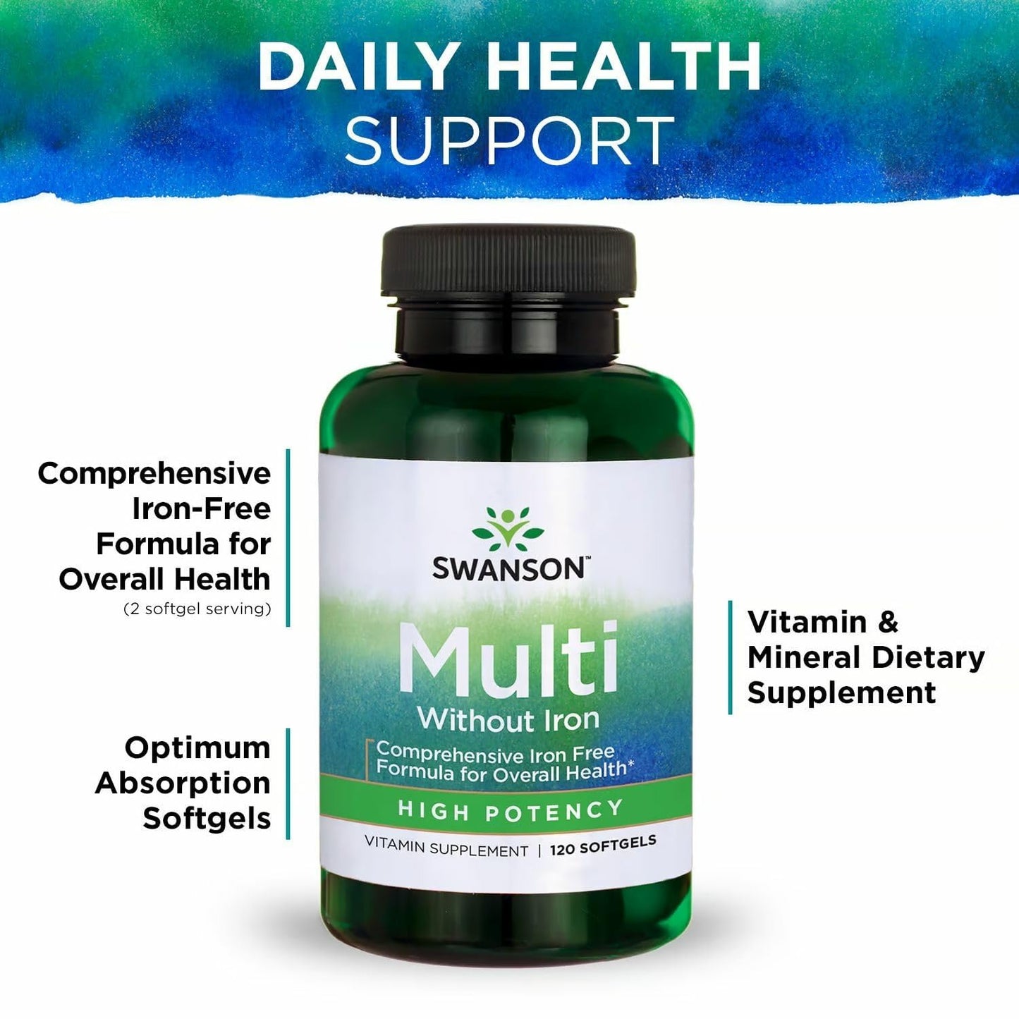 Swanson Multi Without Iron Daily Multivitamin Softgels 240 Count