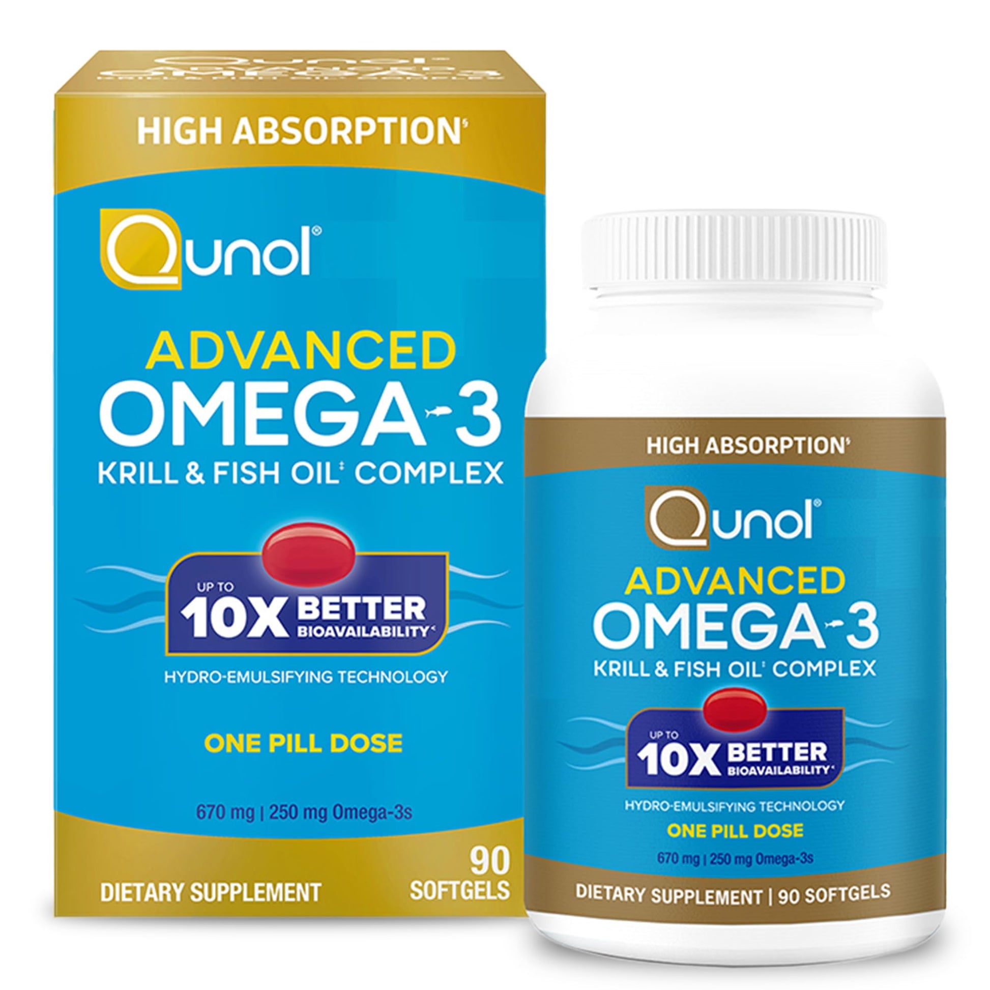 Qunol Advanced Omega 3 Krill and Fish Oil Complex Softgel 90 Count