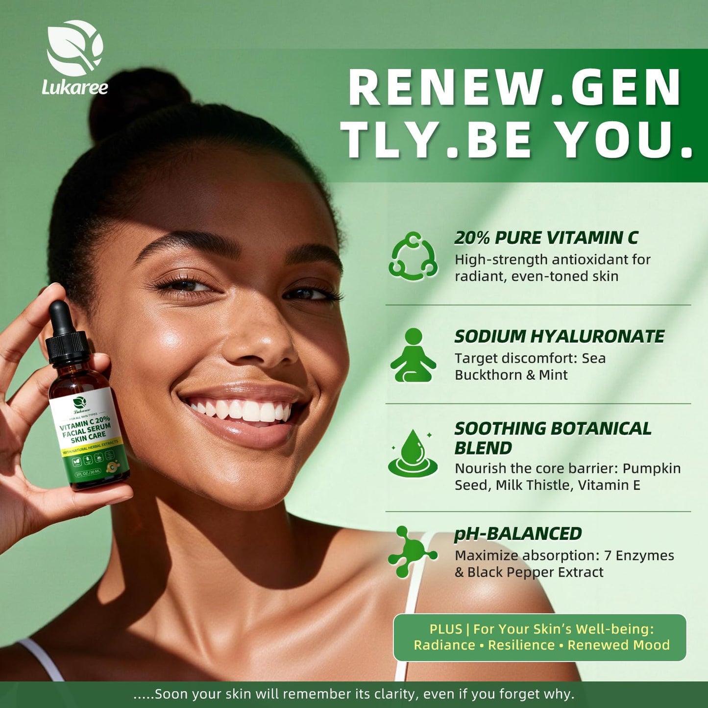 Lukaree Vitamin C Serum for Face Capsule & Facial Serum 60 Count