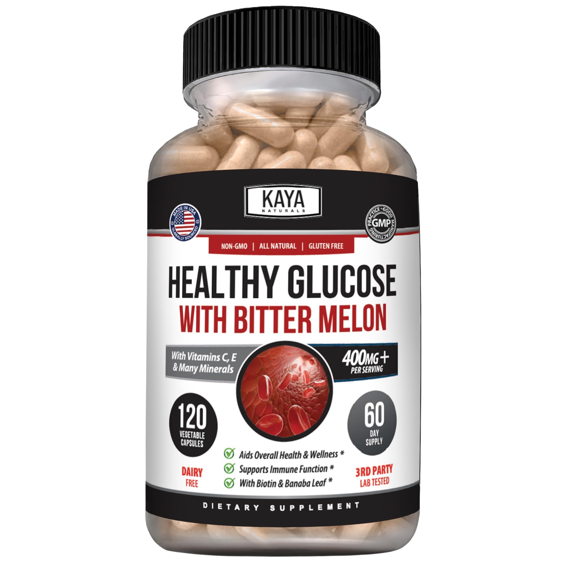 Kaya Naturals Healthy Gluco with Bittermelon Supplement Capsule, 120 Count