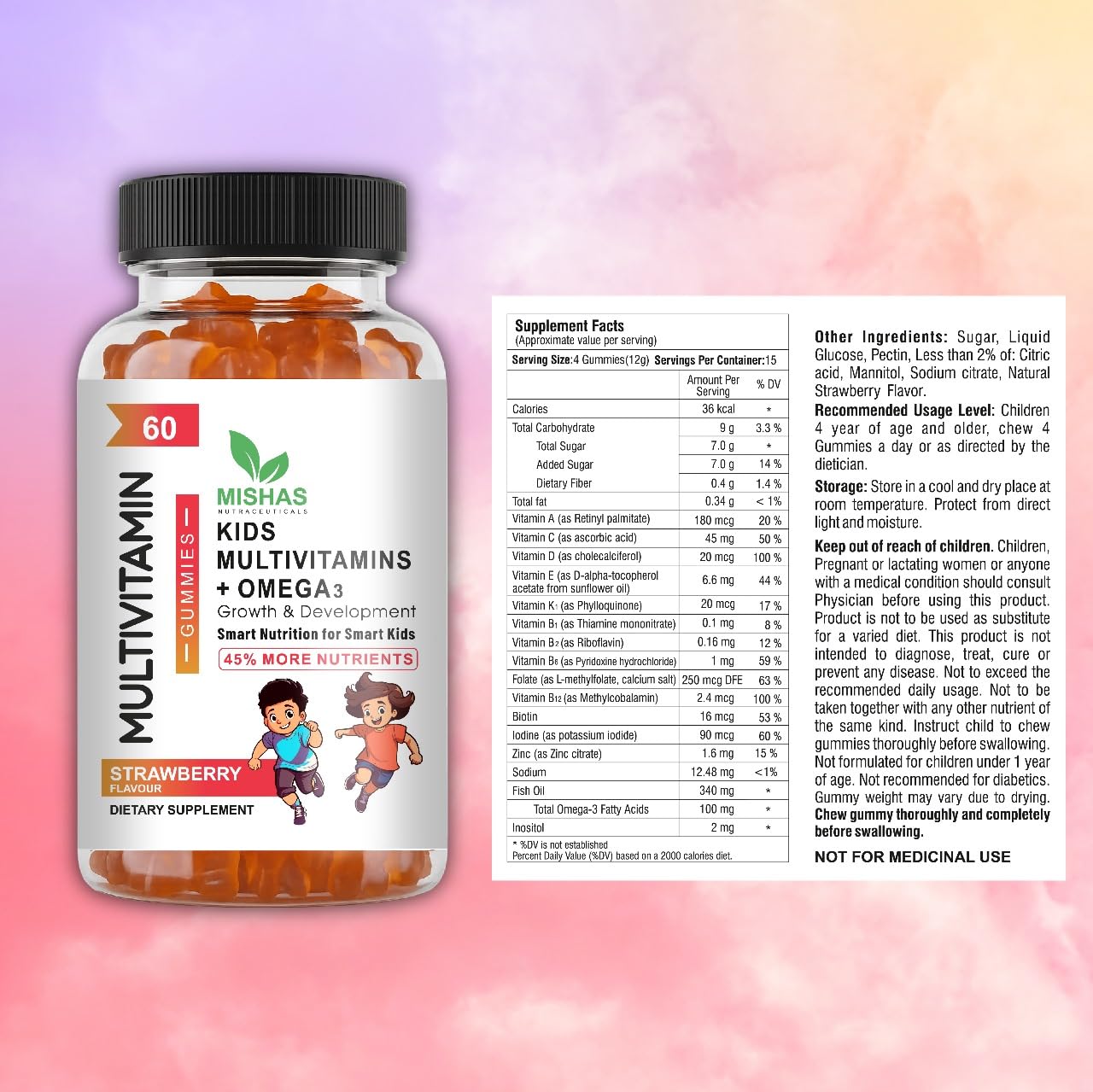 Mishas Nutraceuticals Kids Multivitamin Gummies 60 Count