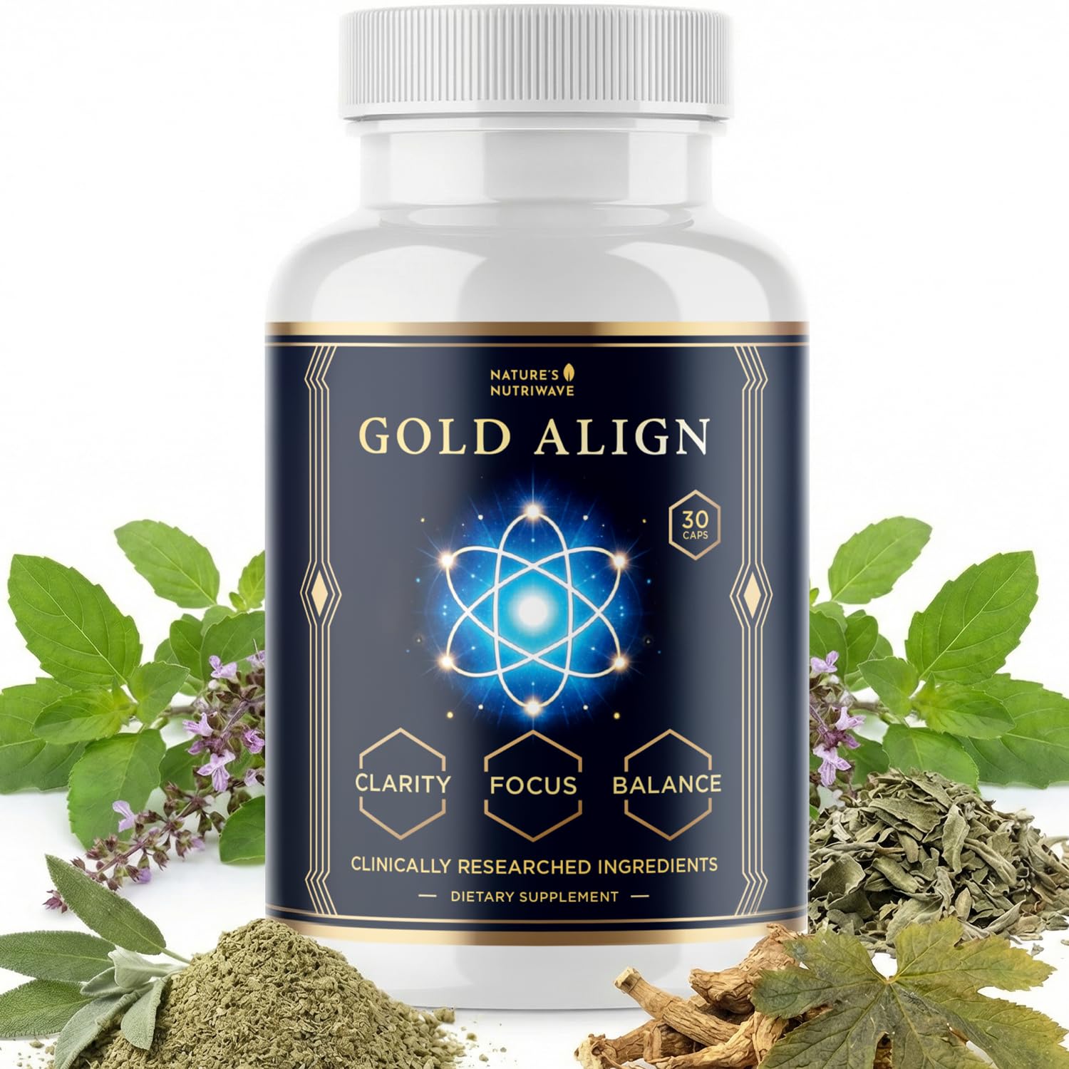 Nature’s NutriWave Gold Align Holy Basil, Sage & Goldenseal 30 Capsules