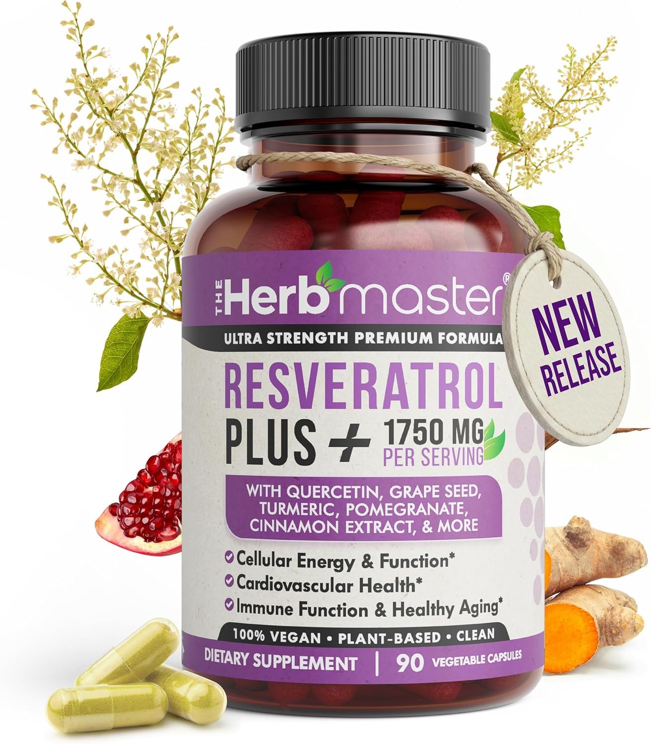 HERBMASTER Resveratrol Plus 1750mg Blend, 90 Capsules