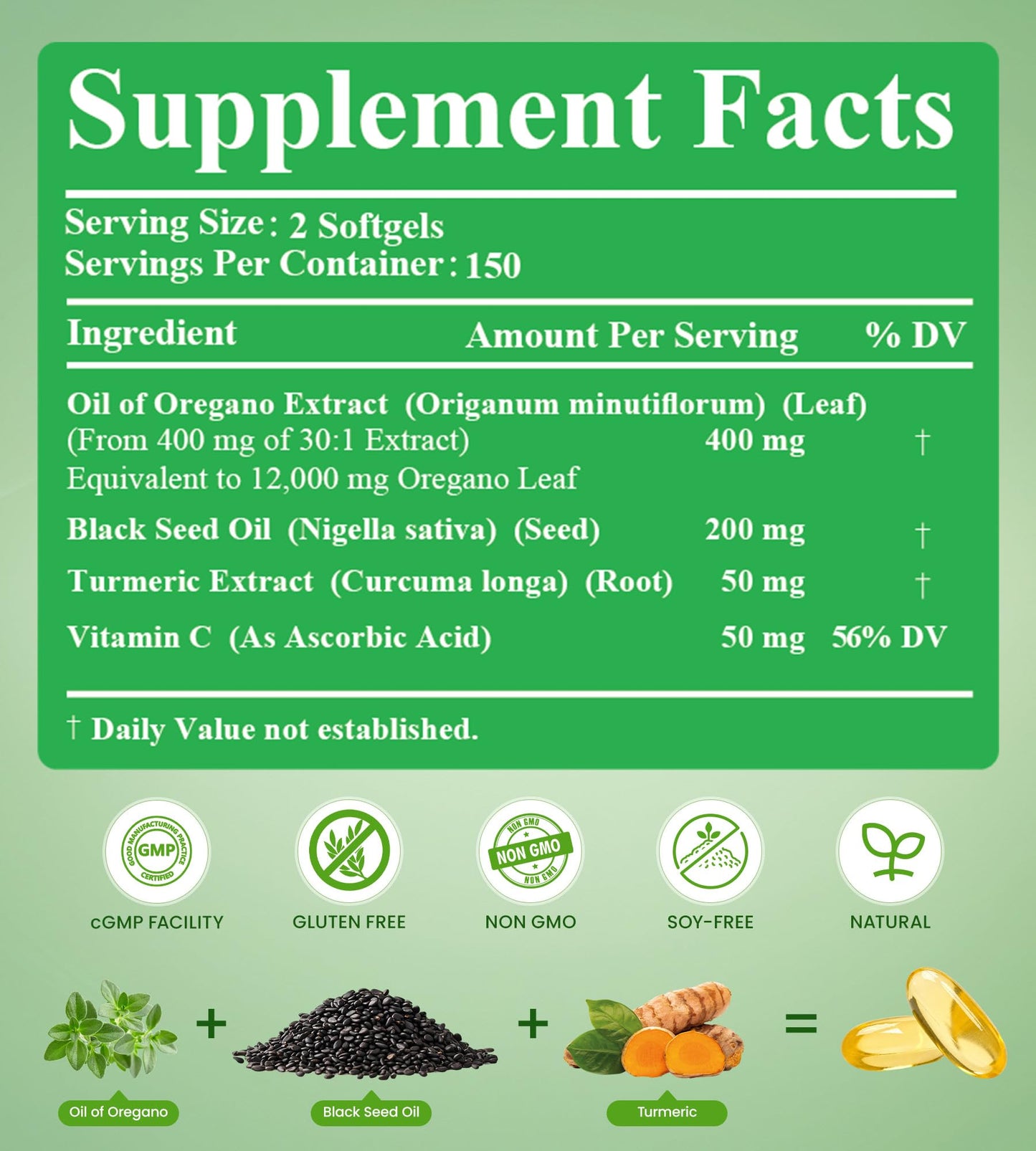 Okcure Oil of Oregano with Black Seed Oil Softgels 300