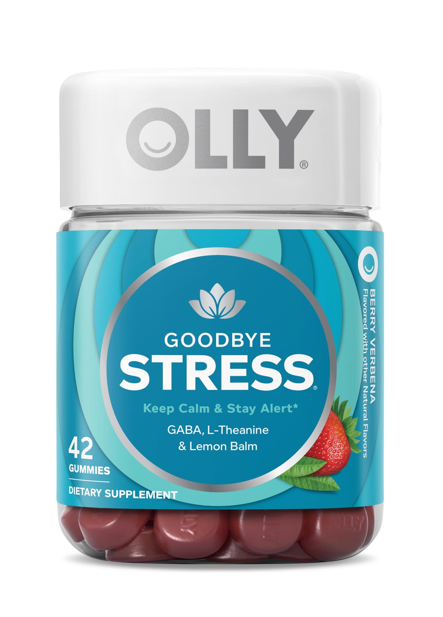 OLLY Goodbye Stress, Stress Support Supplement 50mg L-Theanine Gummies 42 Count
