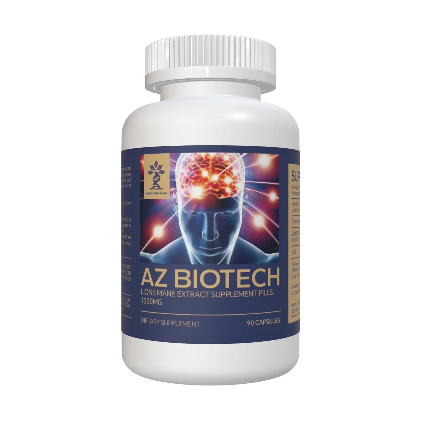 AZ BIOTECH Lions Mane Mushroom Extract Cognition Capsules, 90 Capsules
