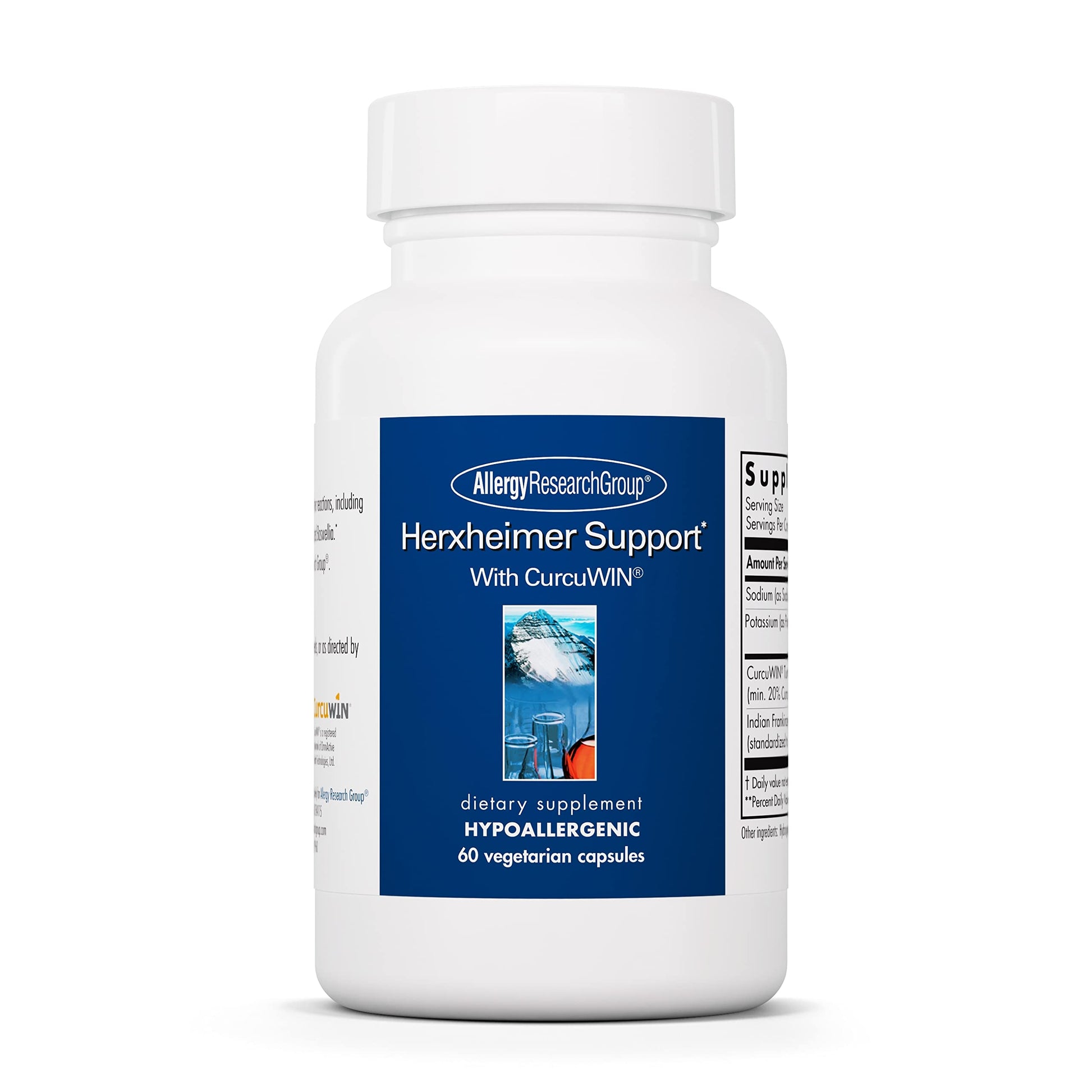 Allergy Research Group Herxheimer Support - Turmeric Boswellia Supplement with CurcuWIN, Curcuminoids and Pure Boswellia Extract for Women & Men, Detox and Cleanse Support Capsules, 60 Count