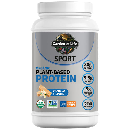 Garden of Life Organic Vegan Protein Powder with Probiotics, BCAAs, NSF Certified, Gluten Free & Non-GMO, Vanilla, 28.4 oz