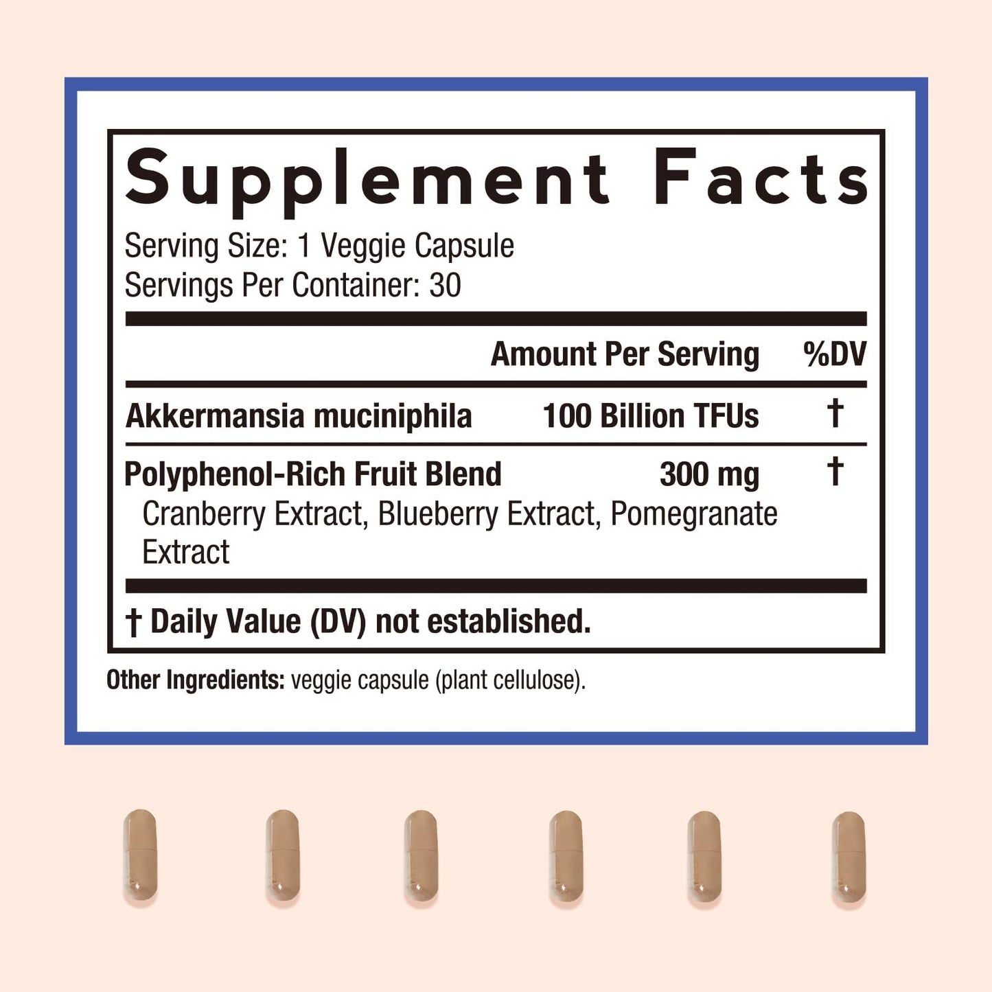 Doctor's Recipes Akkermansia Probiotic, Akkermansia Muciniphila 100 Billion TFUs, Cranberry, Blueberry & Pomegranate Extract, GLP-1 Production, Gut Health & Immune Support, Veggie Capsules, 30 Count