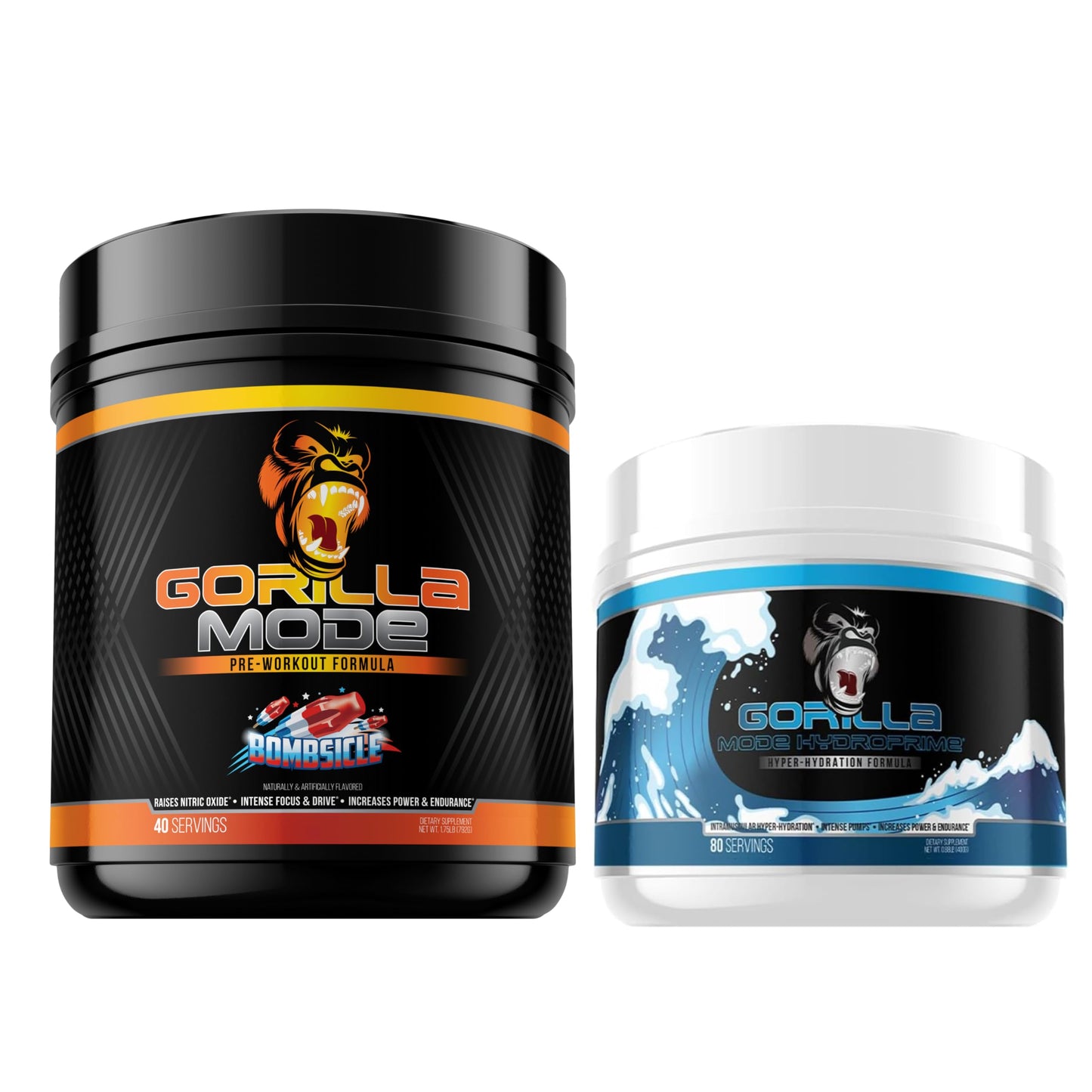 Gorilla Mind Gorilla Mode Pre Workout + HydroPrime Glycerol Pre Workout Powder Stack, 36.349 Servings