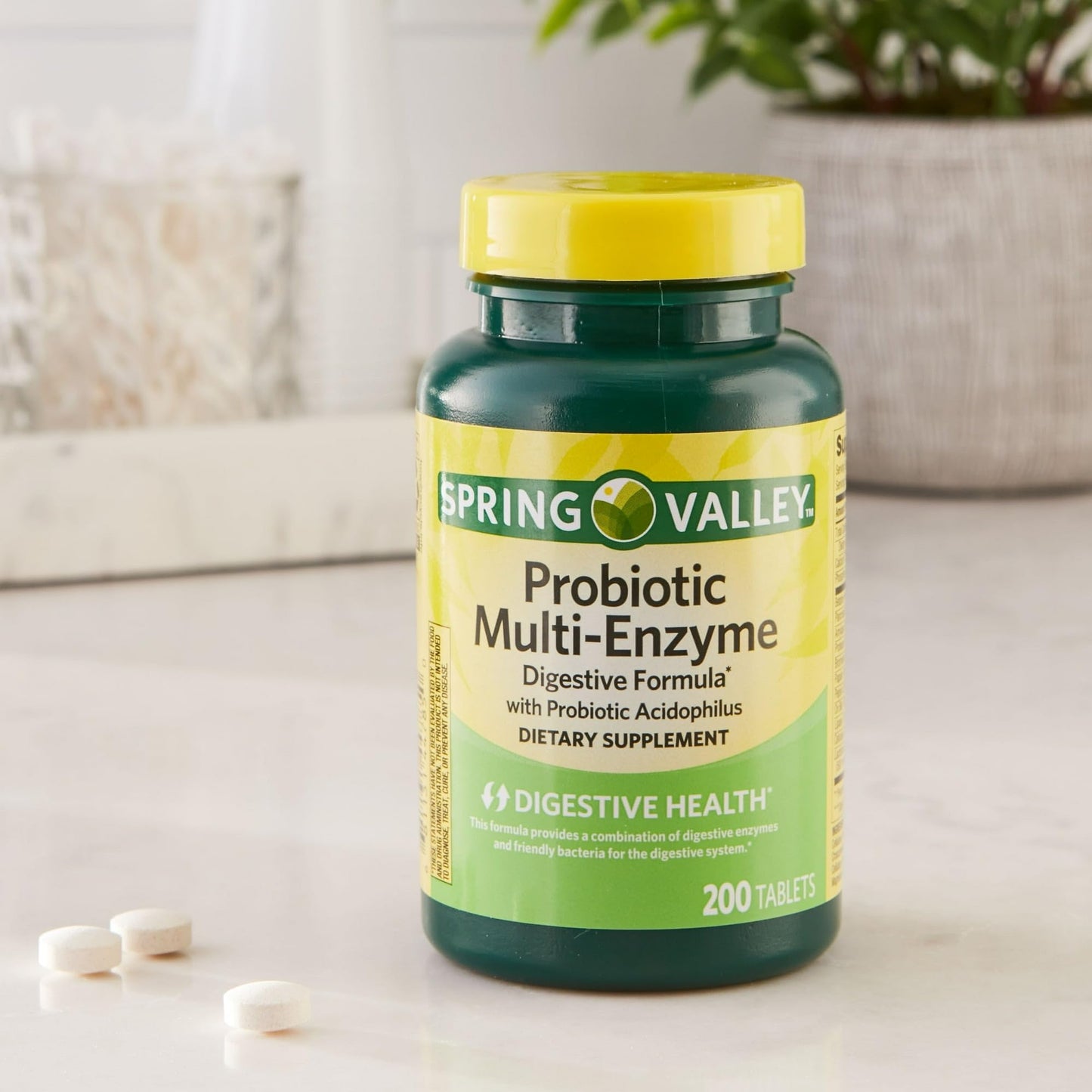 BASKETGOODS Probiotic Multi Enzyme Digestive Formula with Acidophilus for Gut Health Tablet, 200 Count