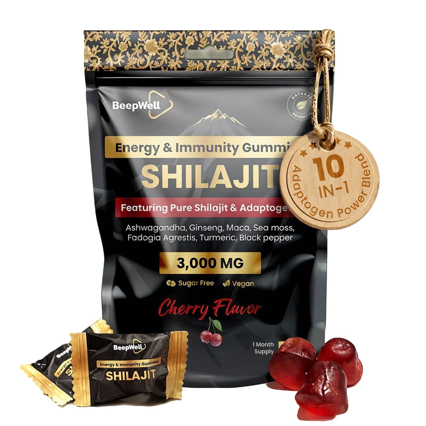 BeepWell Shilajit Gummies for Men and Women, 60 Count