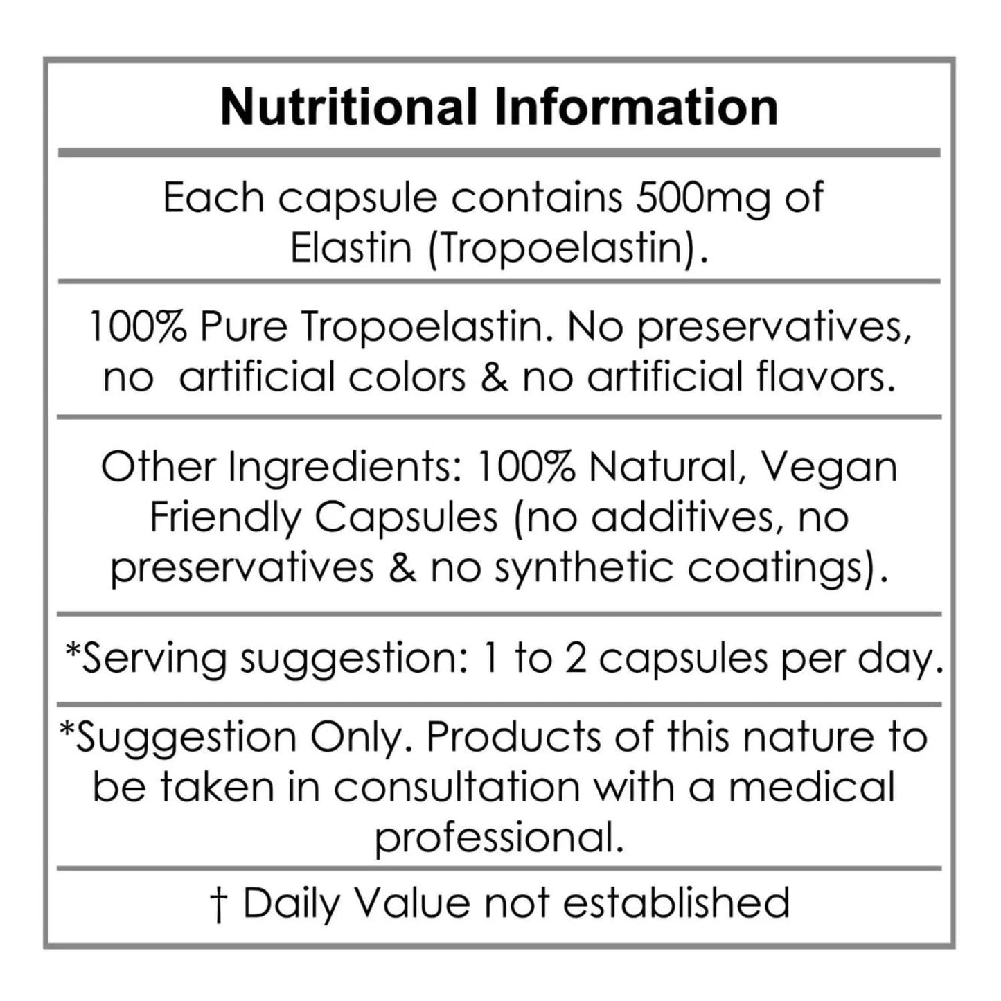 aeternum Elastin Supplement 500mg Capsule, 180 Capsules