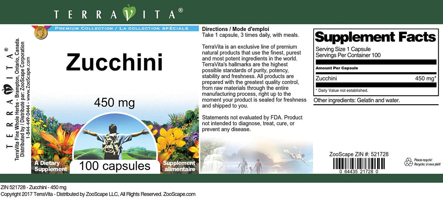 Terravita Zucchini 450 mg Capsule, 100 Capsules