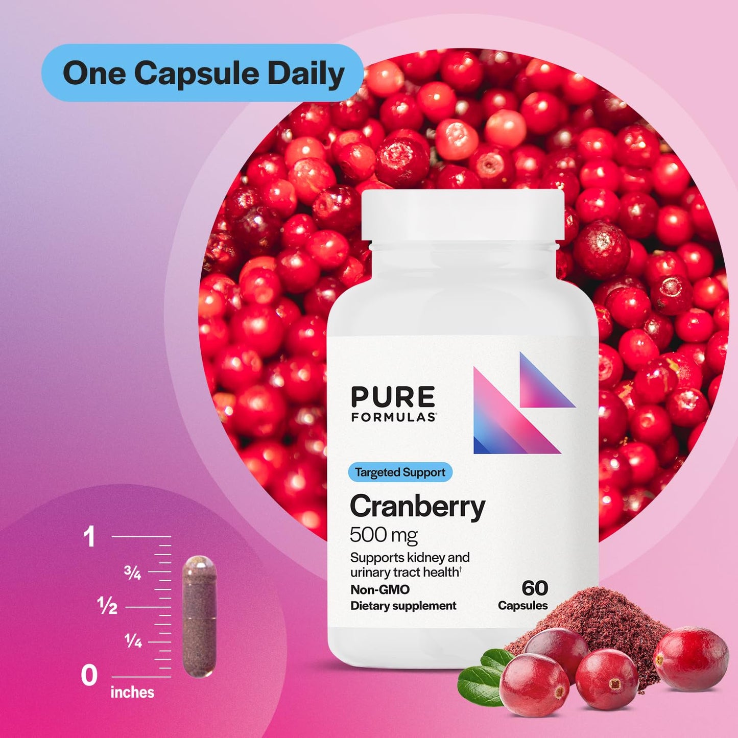 PureFormulas Cranberry 500 mg Capsule, 60 Count